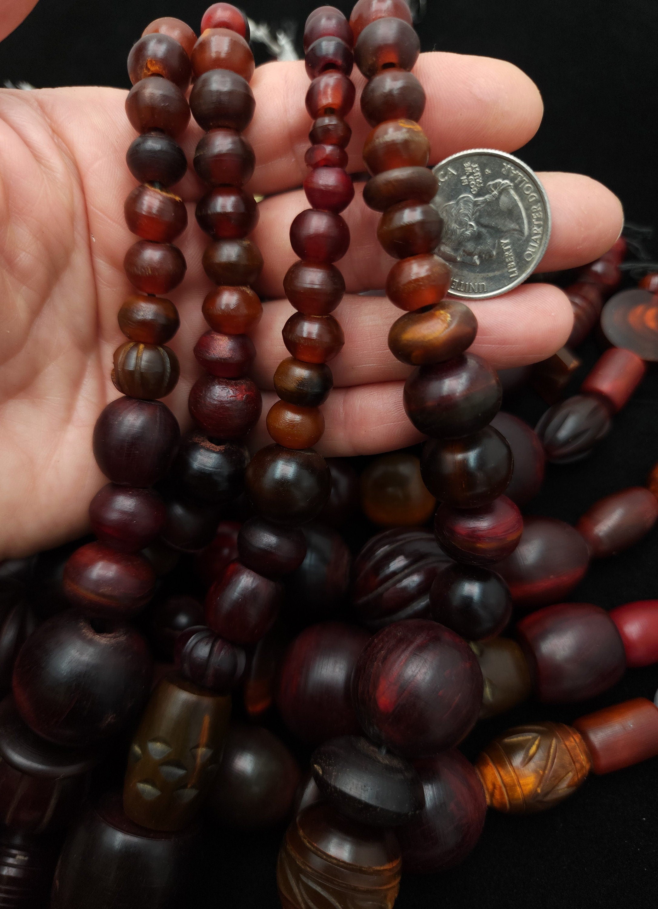 Red And Orange Bone Beads, Strand 12" Inches 8-30mm×8-28mm, Hand Carved, Ethnic, Tribal Bone, African Bone Beads, Jewelry Making Supplies.
