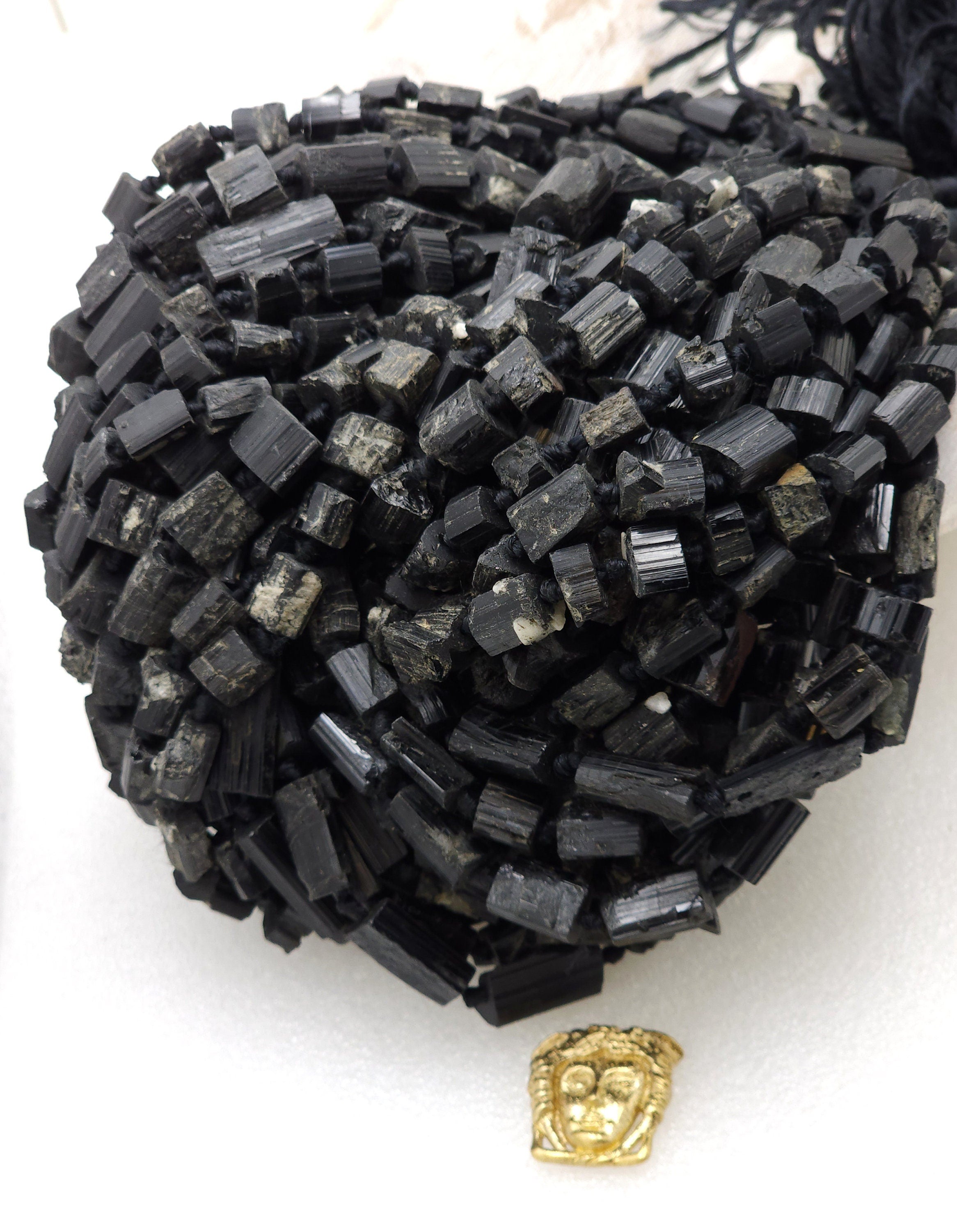 Black Tourmaline From Afghanistan, Option To Choose Size 6-11mm Or 9-24mm Full Strand 16", Raw Stone, Jewelry Making Supplies.