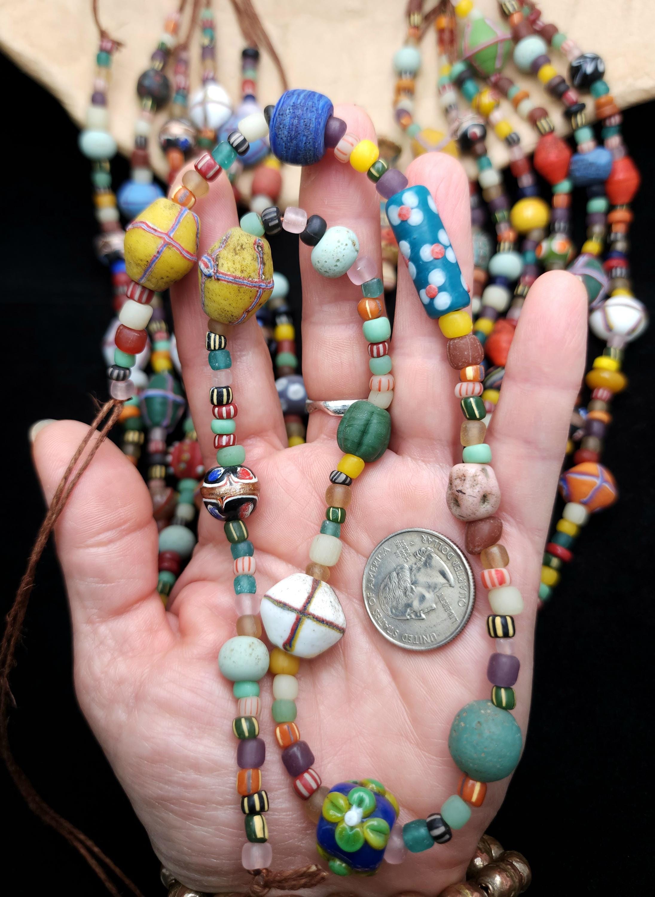 Large Variety of Funny Indonesian Beads and Colorful Beads, Full Strand 17-18" 6-25mm, Jewelry Making Supplies, Java, Indonesia, Thai Beads.