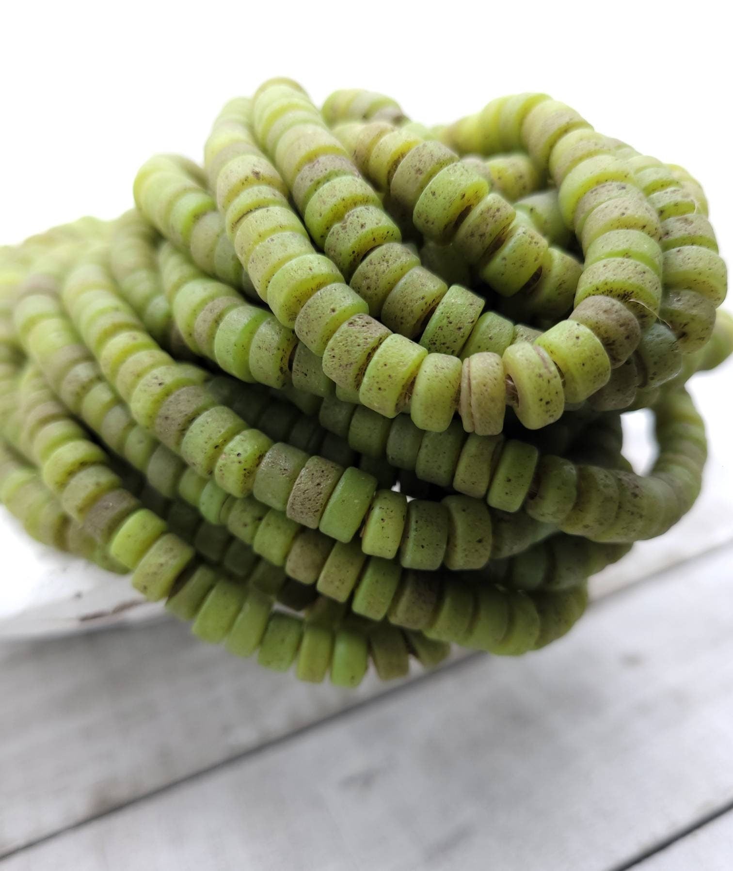 Glass Beads With Antique Rustic Handmade Artisan Thailand / 8mm 10"Long Strand, Indonesia, Indonesia, Tribal, Ethnic,  Jewelry Supplies.