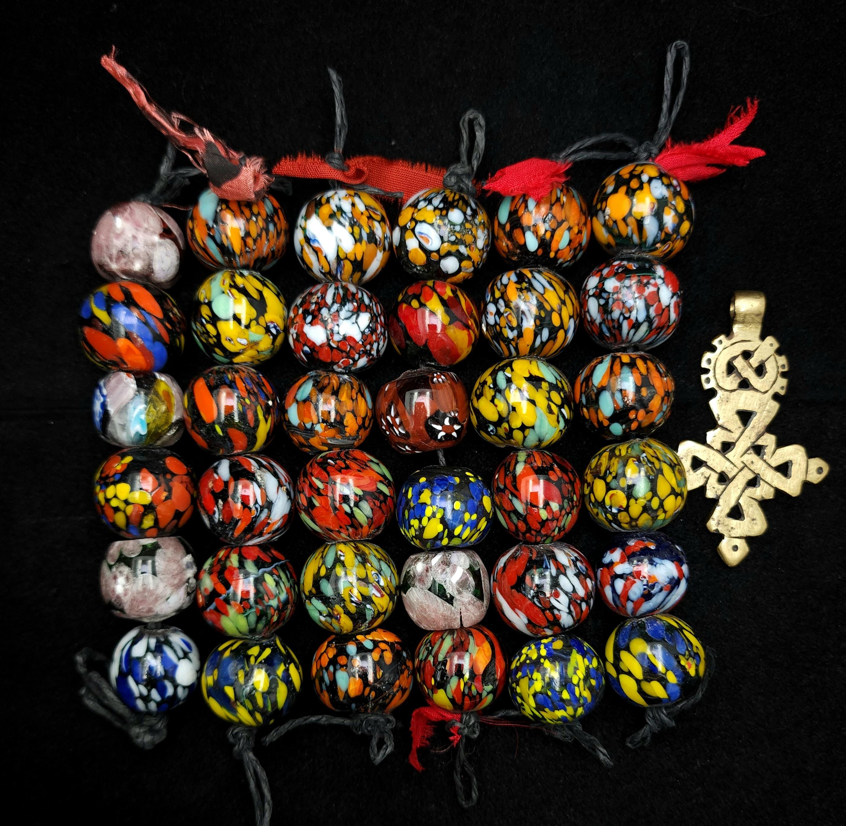 Handmade Millefiore Large Beads Strand With 8 Beads 12x15mm / Jewelry Making Supplies / Craft Supplies.
