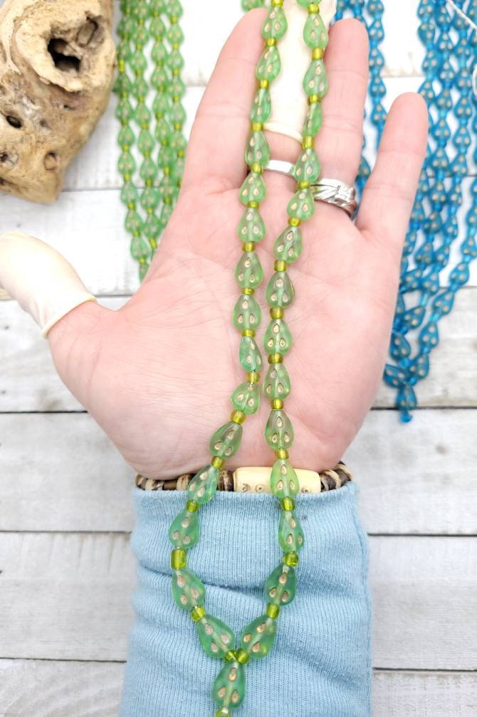 Vintage Glass Beads From AfghanistanStrand 17" 10-11mm / Jewelry Supplies / Egyptian Style Beads / Jewelry Supplies.