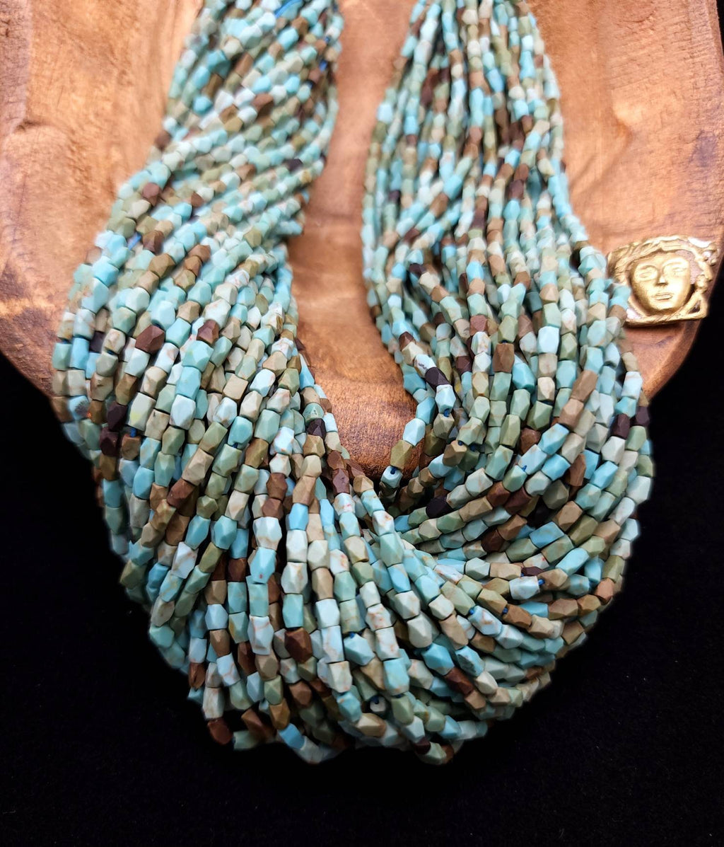 Green Turquoise Stone Beads From Afghanistan / Howlite Turquoise Stone Long Strand 15"+  / 4-6mm x 3mm / Jewelry Supplies.