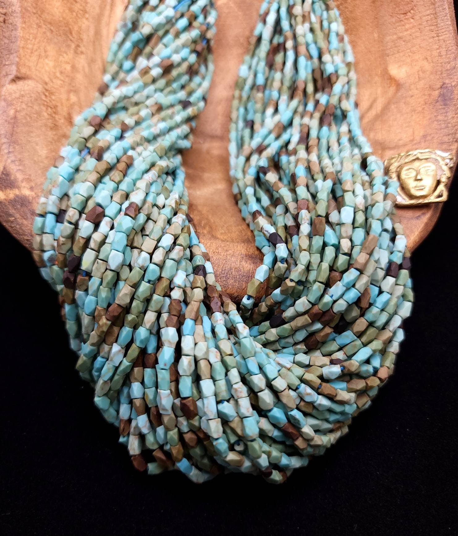 Green Turquoise Stone Beads From Afghanistan / Howlite Turquoise Stone Long Strand 15"+  / 4-6mm x 3mm / Jewelry Supplies.