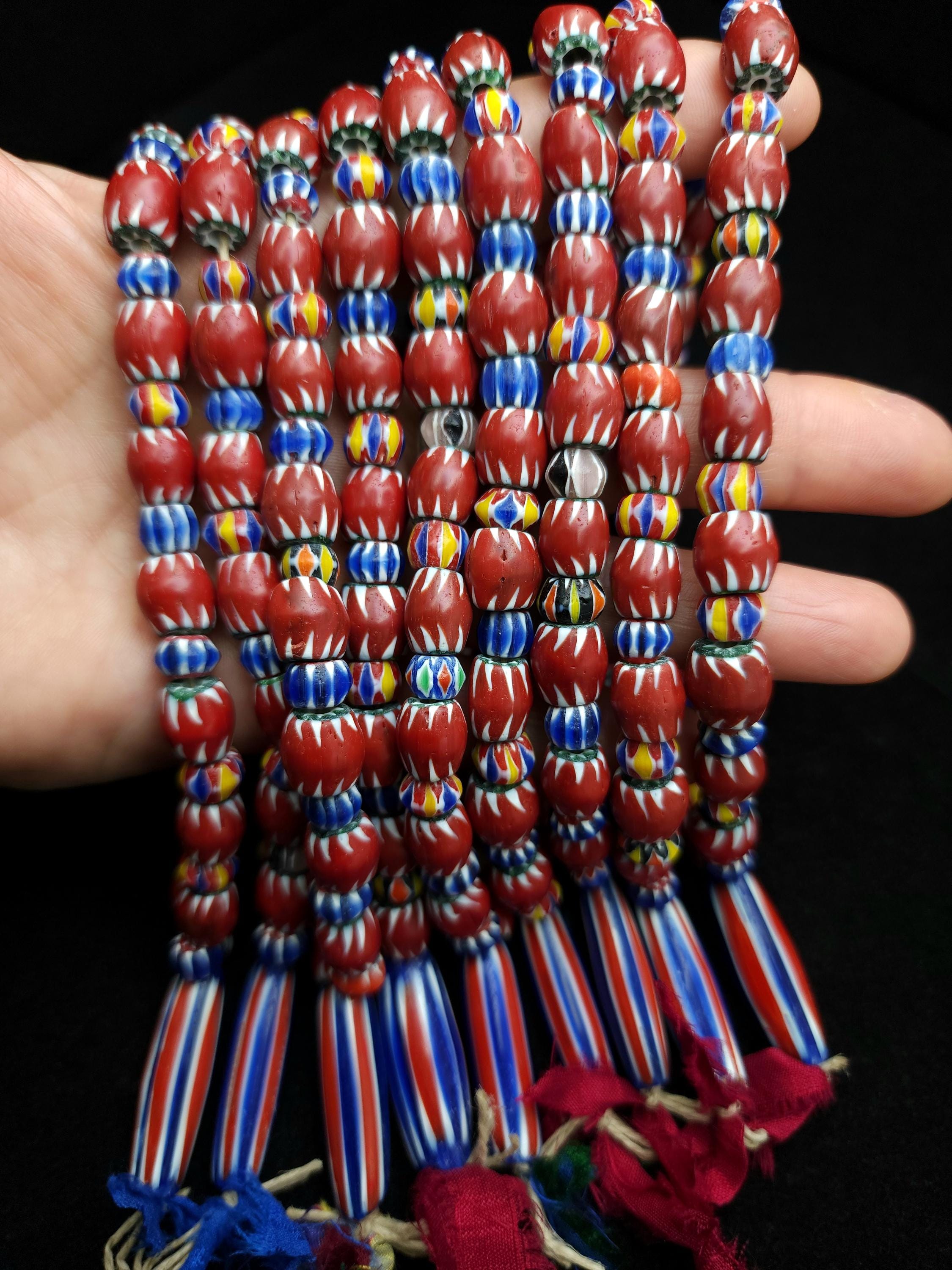 Red Chevron Multilayer Beads 5-10 × 8-10mm Strand 12" 33-35 Beads / Jewelry Making Supplies / Craft.