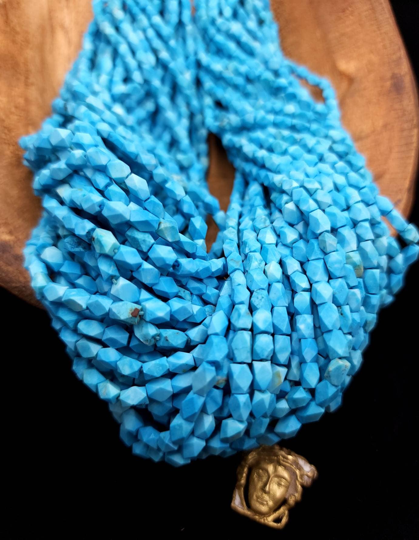 Genuine Turquoise Faceted Strand 14-15" Inches 64-68 Turquoises Beads 4-8mm / Jewelry Supplies / Wholesale, Beads From Afghanistan.