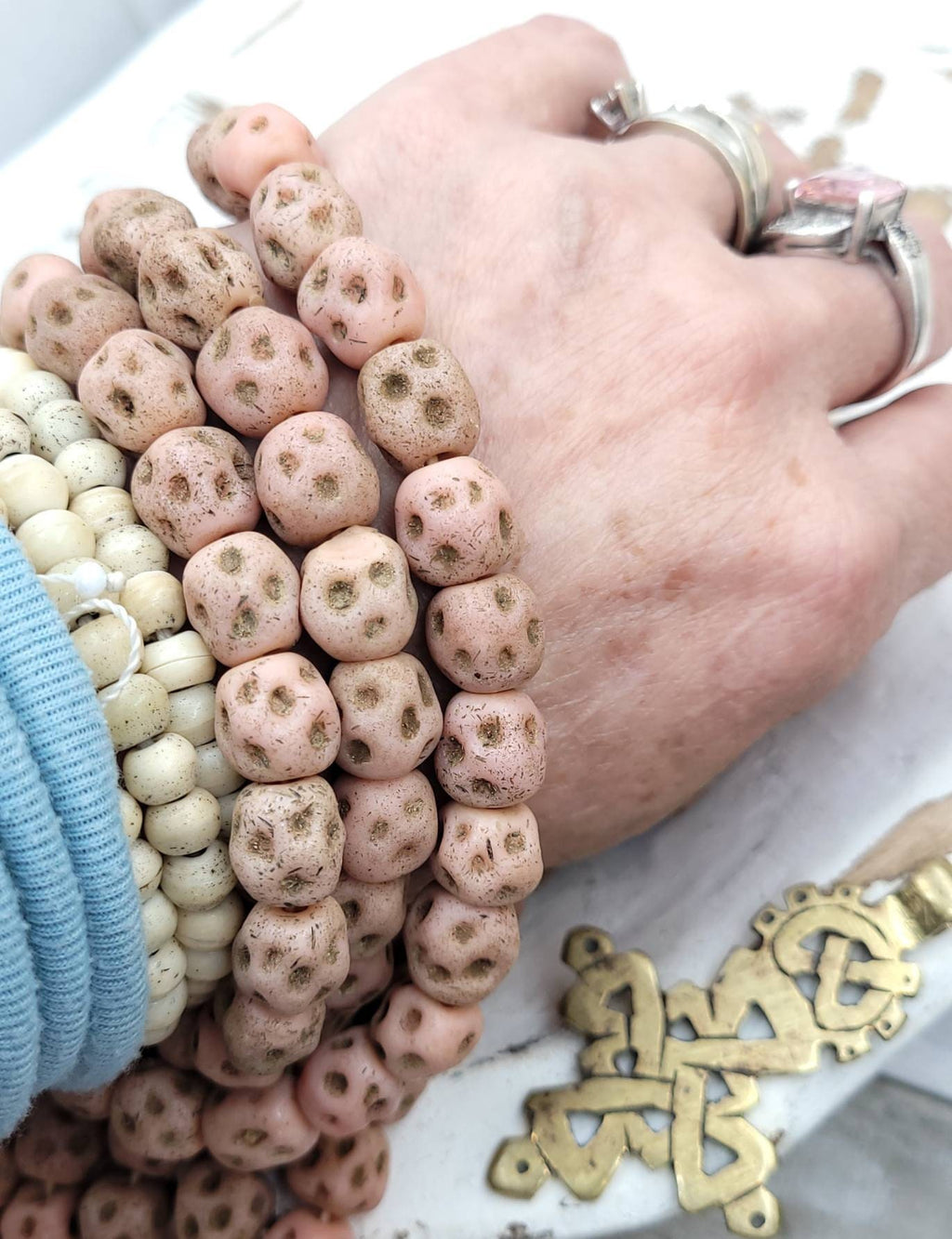 What A Beautiful Beads Designed By My Inspiration With Rustic Accent 15 Beads 10mm / Lampwork Beads / Indonesian / Thailand/Jewelry Supplies