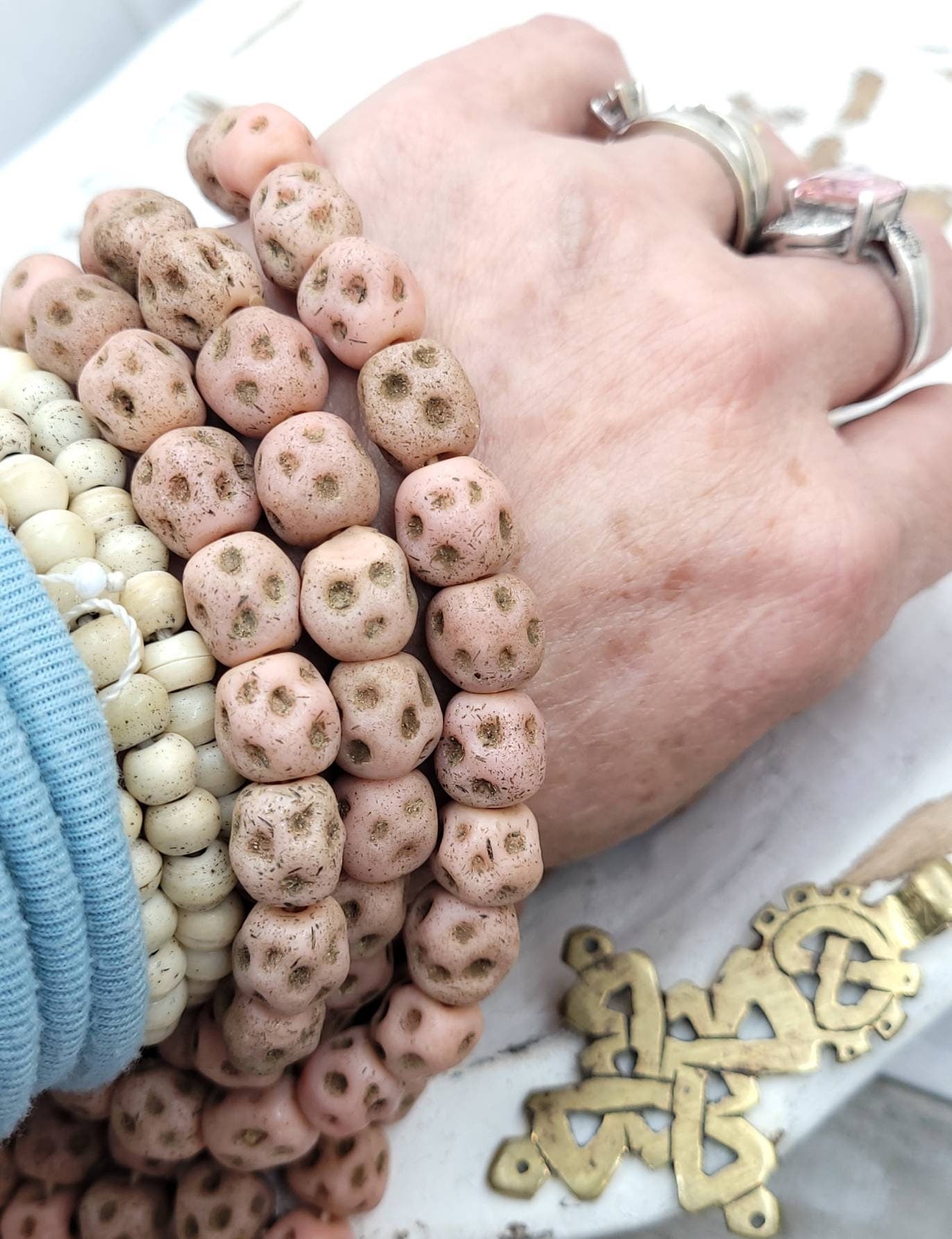 What A Beautiful Beads Designed By My Inspiration With Rustic Accent 15 Beads 10mm / Lampwork Beads / Indonesian / Thailand/Jewelry Supplies