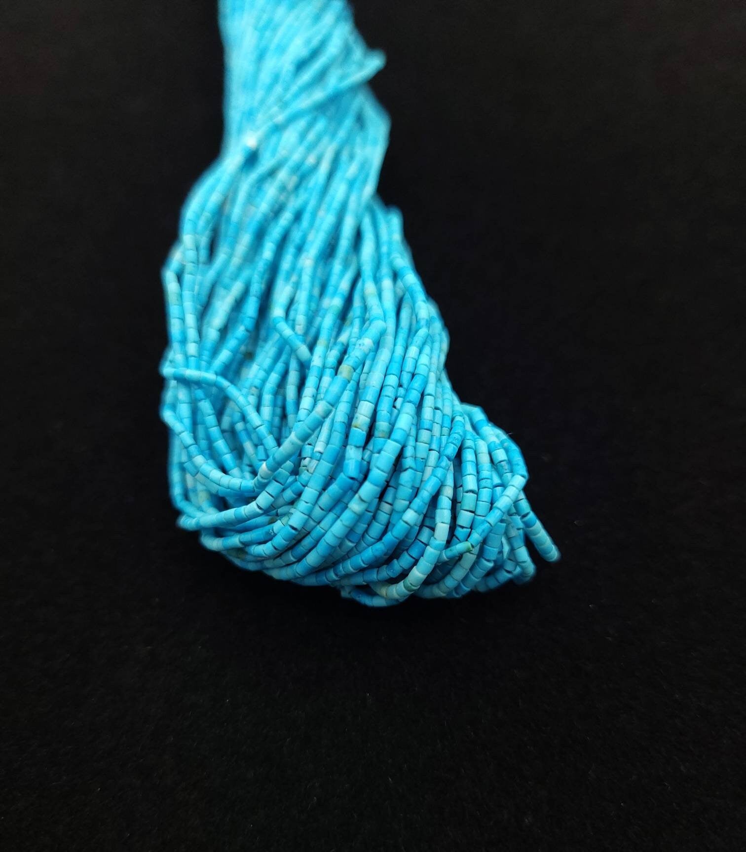 Heishi Turquoise 100% Natural Genuine Tube Shaped Option To Choose Strand 15 "2-3mm or 1mm / Small Beads / Afghani Beads / Jewelry Supplies