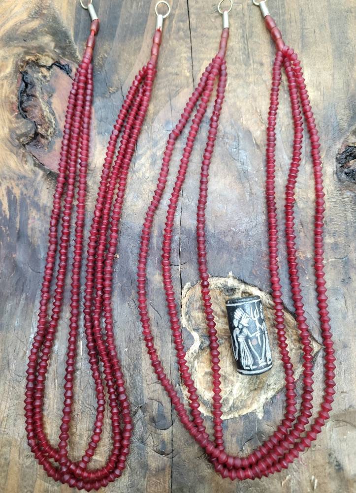 Beautiful Carnelian Opaca Saucer Shape Beads 4mm / Jewelry Supplies / Genuine Carnelian Three Strand Necklace 18", Opaque.