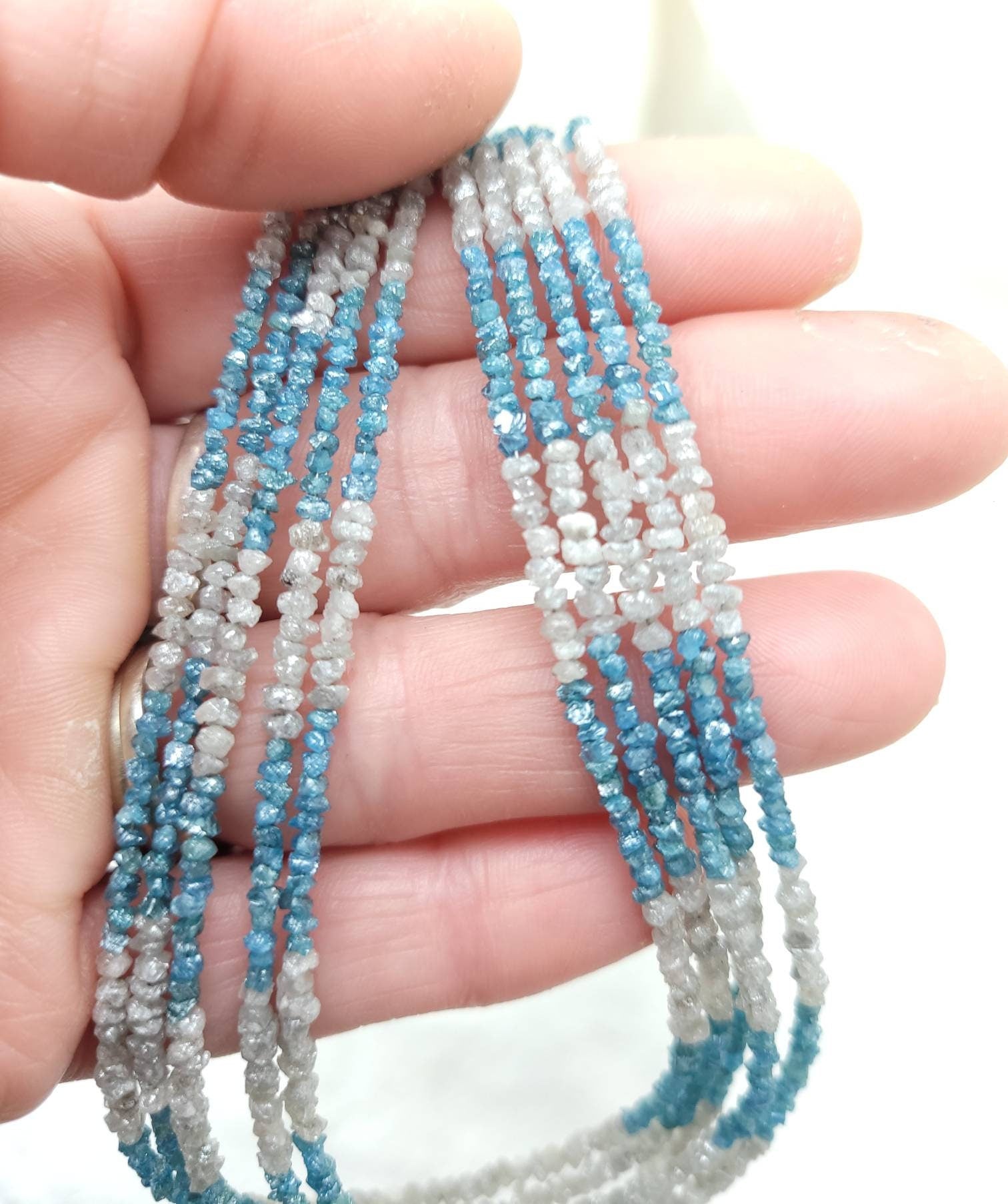 Authentic Uncut Diamond AAA / Raw Natural / Raw Diamond Jewelry Supplies / 2mm-3mm / Diamonds Gray Blue Black / Full Strand or 10 Diamonds.