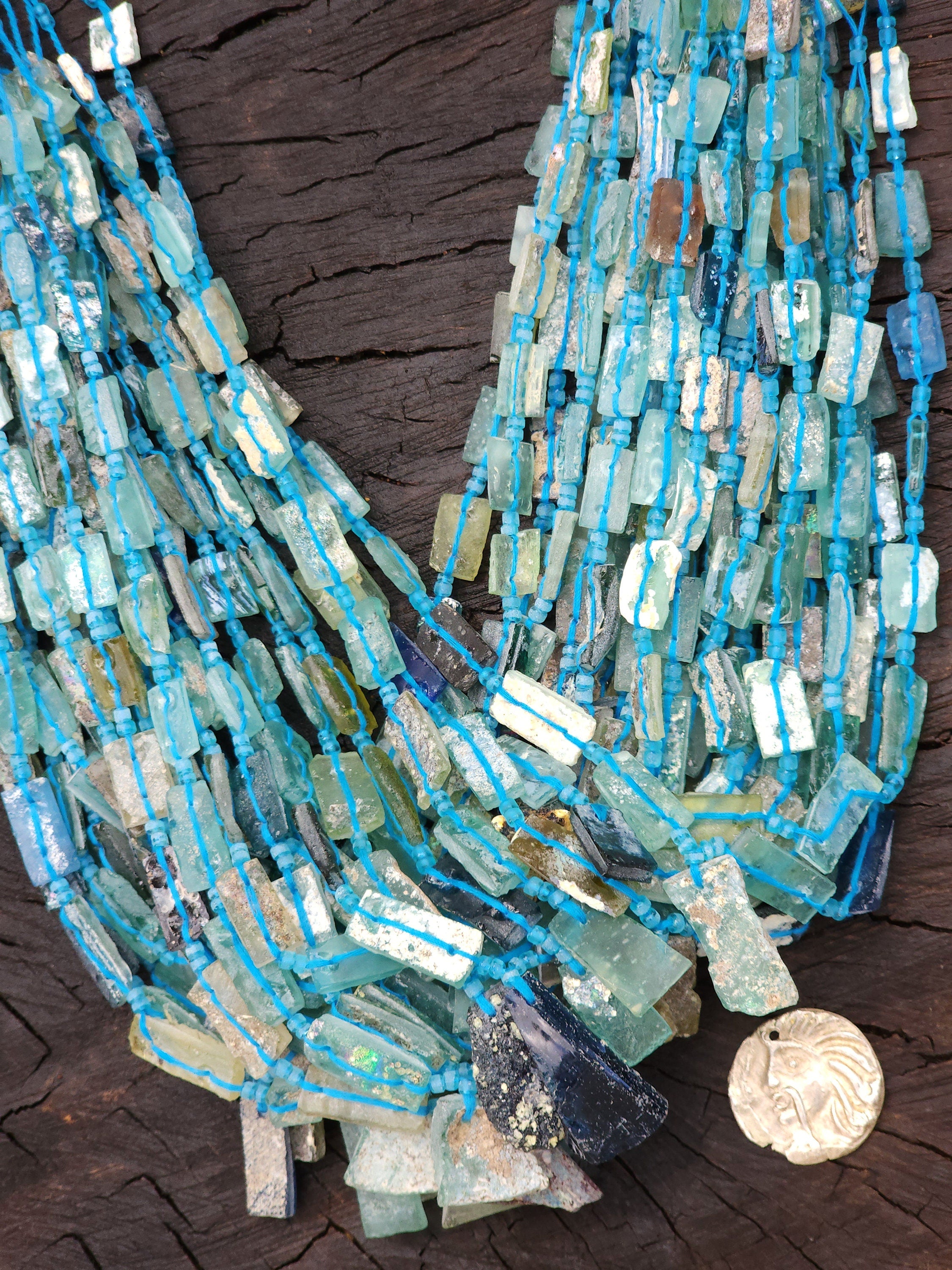 Strand 15" Roman Glass Beads From Ancient Rome Lots Of Patina The Glass Speaks For Itself Of Its Age Over 2,000 Years Old, Jewelry Supplies