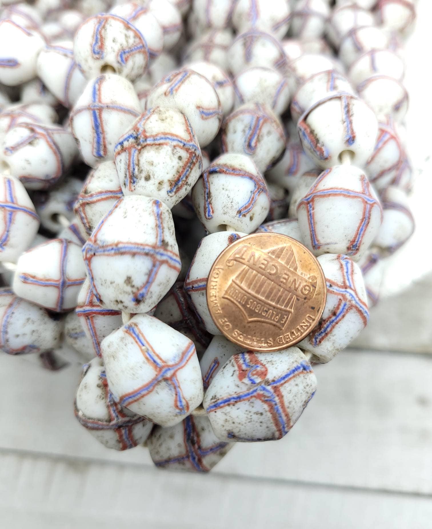 Venetian Cross Beads with Rustic Accent / Ethnic Bicone Beads From Java Strand of 12 beads 16-19×13-14mm / Jewelry Making Supplies.