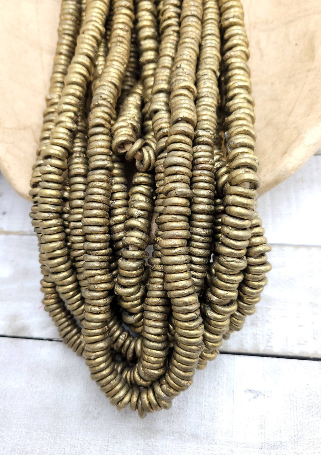 Beautiful Rustic African Brass Beads 9-11mm Choose Strand With 20 or 12 Rings / Jewelry Supplies / Lost Wax / Tribal Boho Ethnic Native A.