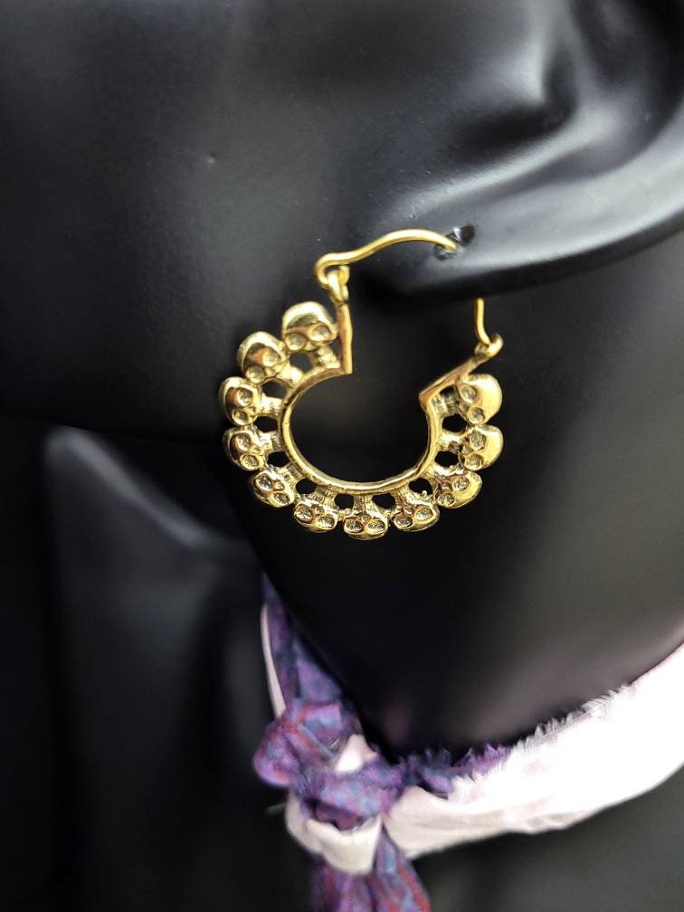 Beautiful Solid Brass Gold Earrings / Unusual Earrings / Entirely Handmade Jewelry.