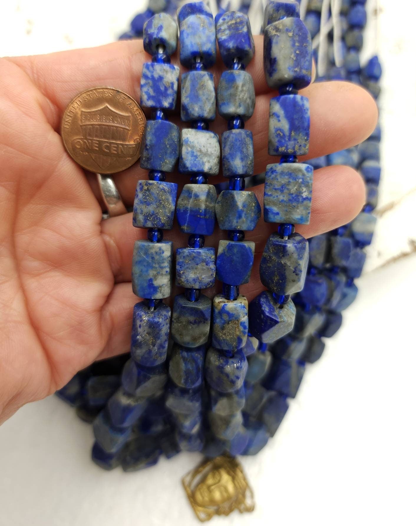 Lapislázuli facetado afgano Genuino Cuentas de Piedra Natural Full Strand 15" 7-12×6-9mm / Suministros para Joyería / Lapislázuli
