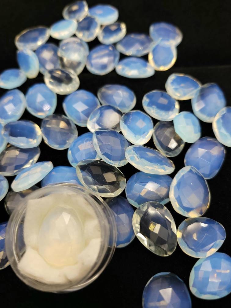 Beautiful Opalite Fire Opal Flat Back Rose Cut Cabochon 14-18mm.