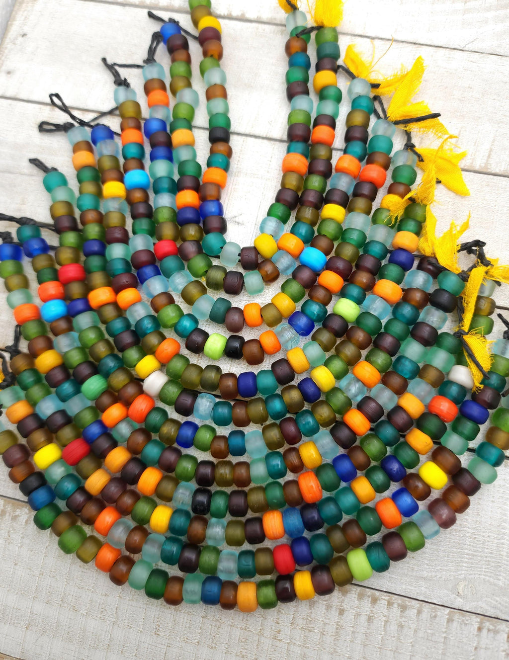 Multicolor Opaque Glass Beads, Pony Beads, Crow Beads, Strand With 35 Beads 9x6, Jewelry Making Supplies, Craft.