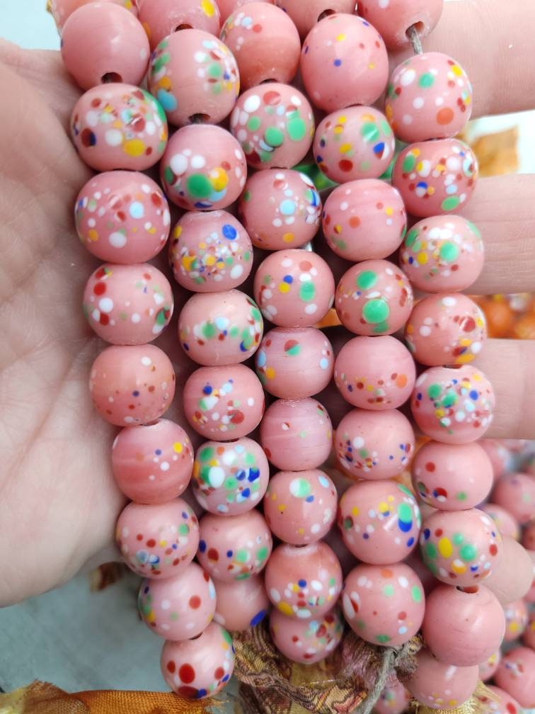 Glass Beads Handmade From Thailand 12mm x 10mm Strand with 12 Beads / Lampwork Beads / Jewelry Making Supplies / Indonesian beads.