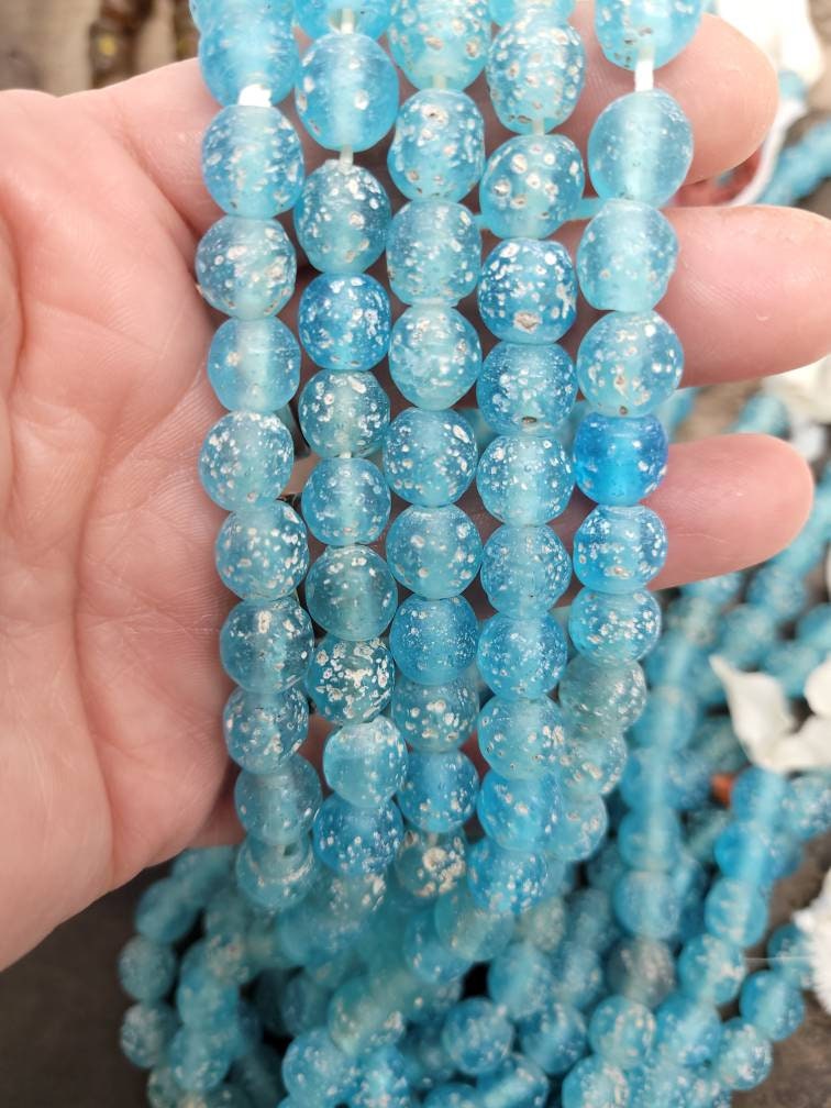 Indonesian Glass Beads / Rustic Shape / 15 "Inch Strand / 8mm- 10mm/Jewelry Supplies/ Variety of Colors/44-46 Beads.