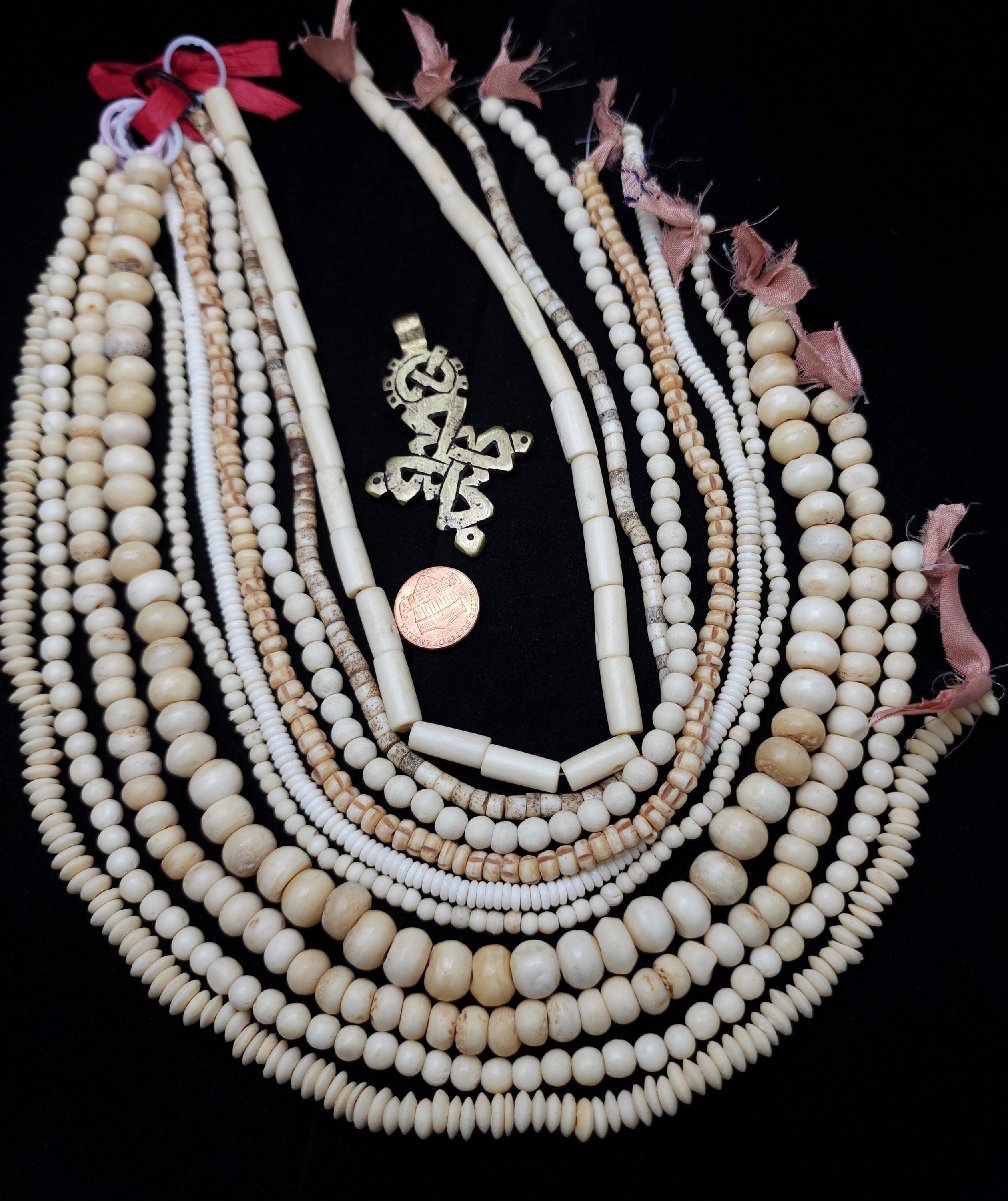 Lot of 10 Full Strands 14-16" Long / Buffalo Bone Beads / Assorted Natural Bone Beads 4-11mmx 3-16mm / Wholesale / Jewelry Making / Crafts /