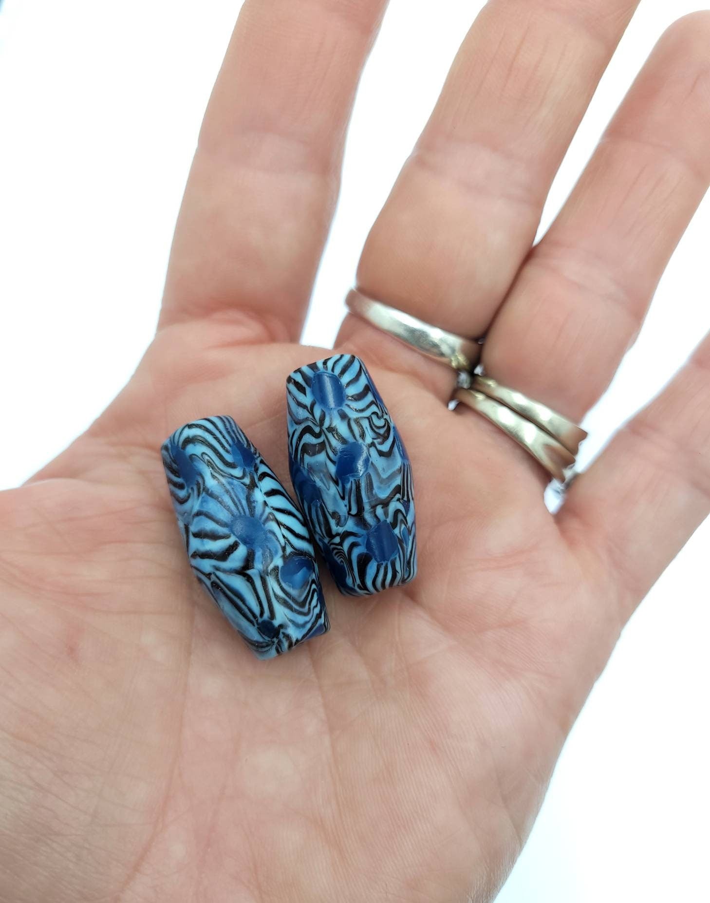 Beautiful And Ancient Indonesian Beads Millefiore From East Java /Jewelry Supplies / Old Stock Hard To Find.