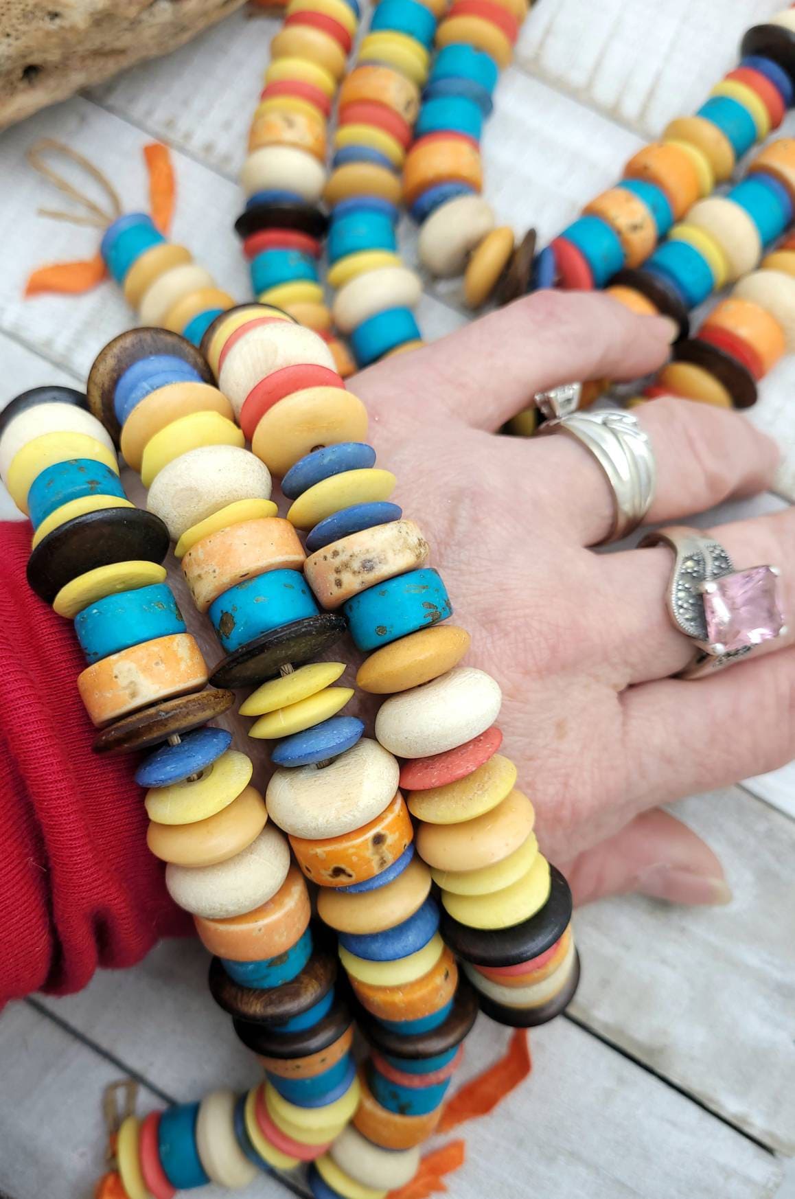 Natural Bone Beads Beautiful Colors Strand 8" Inches 12-18mm / Boho / Hippie/ Ethnic / Party / Fun / Rainbow /Jewelry Supplies.
