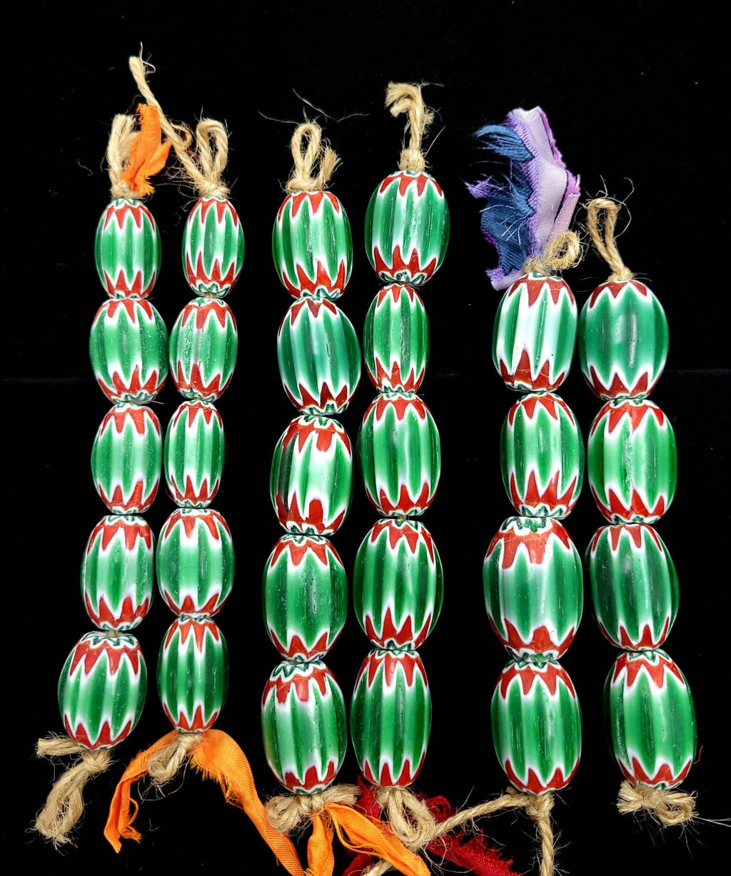 Chevron Beads 6 Layers Green White Red / Option To Choose / Chevron African Trade Beads / Jewelry Making Supplies.