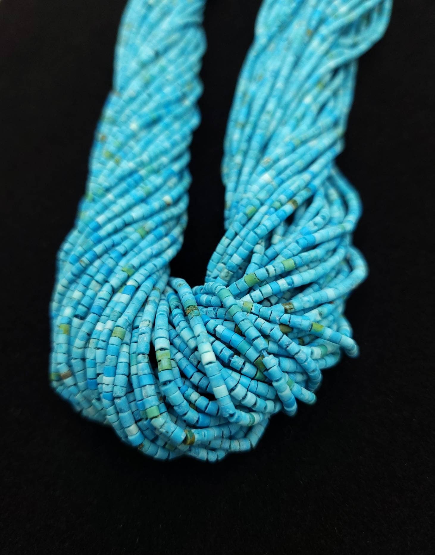 Heishi Turquoise 100% Natural Genuine Tube Shaped Option To Choose Strand 15 "2-3mm or 1mm / Small Beads / Afghani Beads / Jewelry Supplies