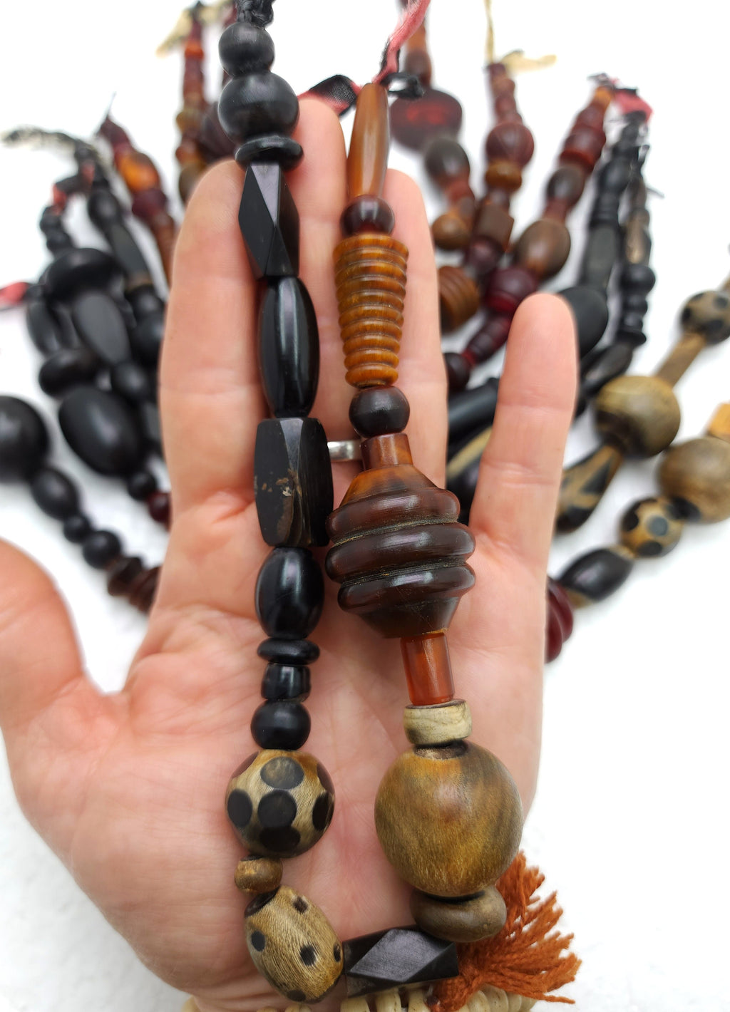 Variable  Large Horn Beads / Strand 12" Inches 6-38mm×9-30mm / Hand Carved / Ethnic / Tribal Bone Trade Beads / Jewelry Making Supplies.
