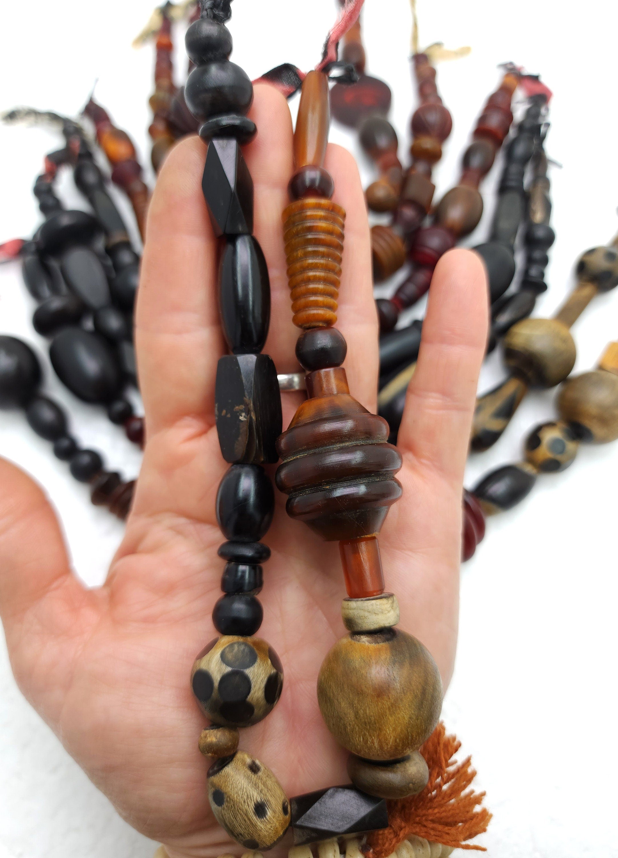 Variable  Large Horn Beads / Strand 12" Inches 6-38mm×9-30mm / Hand Carved / Ethnic / Tribal Bone Trade Beads / Jewelry Making Supplies.