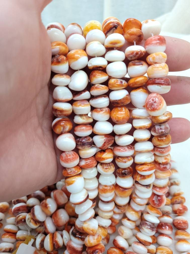 Spiny Oyster Shell Beads Irregular Size / 8-9mm / 10-12mm/Irregular Round / Orange Red White Purple / 5 inches.