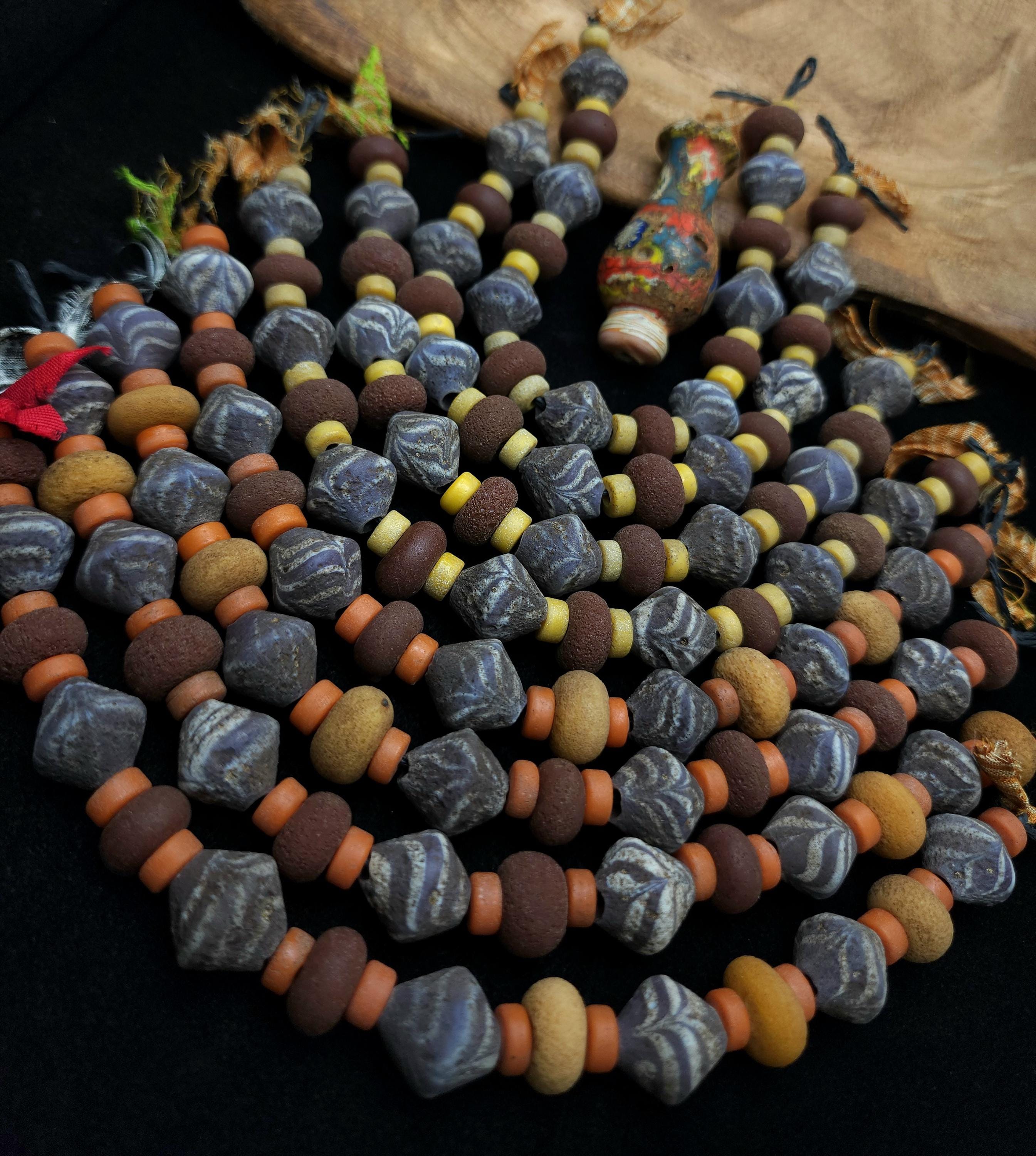 Old Bicone Glass Beads From Thailand, Rustic Vintage, Supplies to Make Jewelry, Two Options to Choose, Strand 27 Beads 8-15mm.