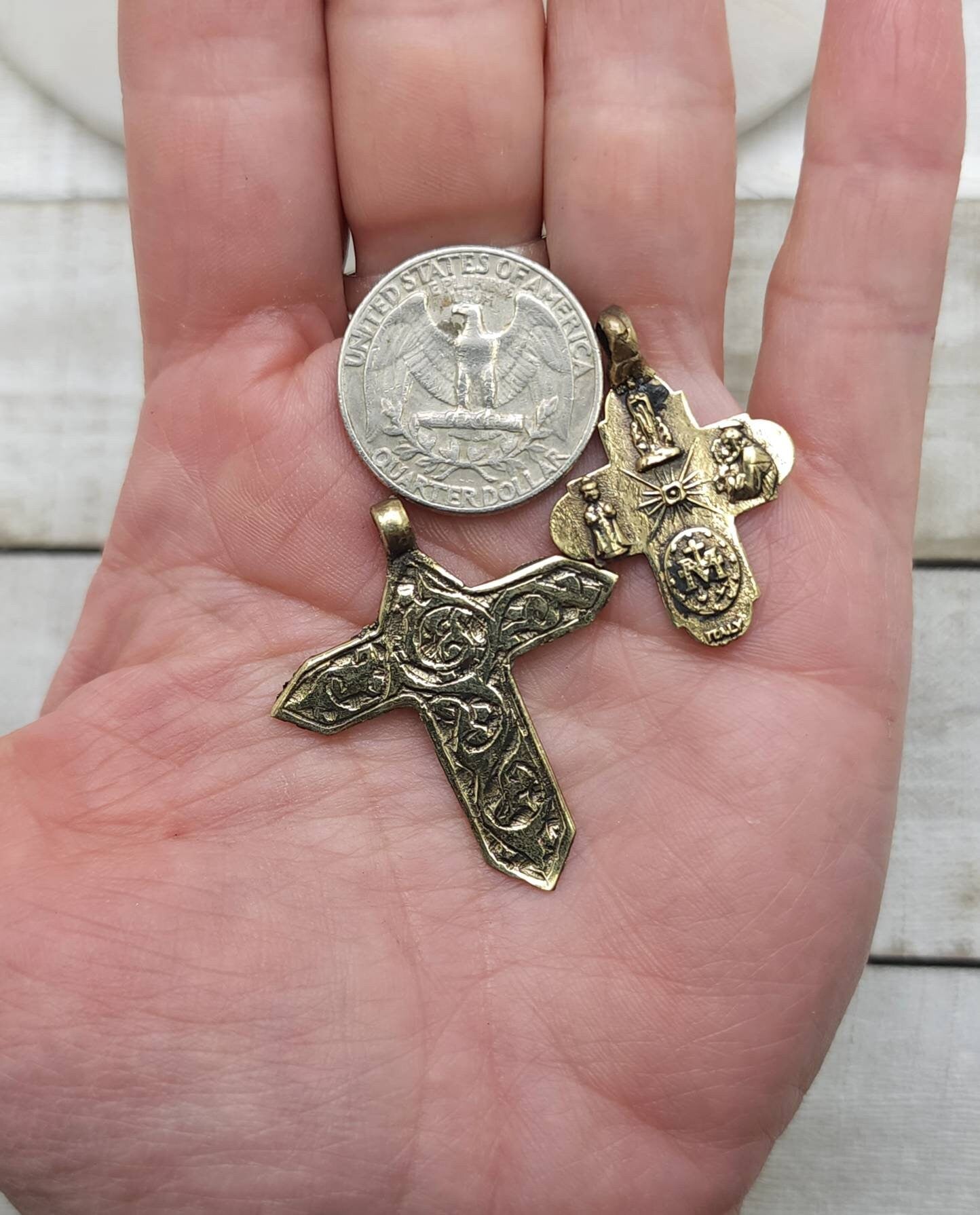 Vintage Religious Pendants made by Artisan Hands from Afghanistan Option to Choose Large Cross 39-40 x 34mm or Small 32 x 23mm / Vintage