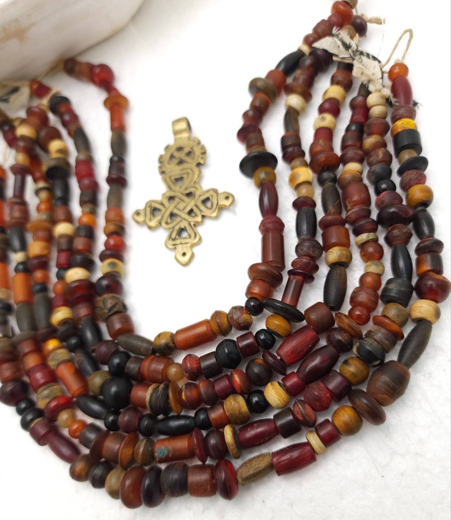 Huge Assortment of Bone and Horn Beads Strand 13" 6-10mm + / Orange Red Bone Beads / Wholesale / Tribal / Ethnic / Navajo / Jewelry Supplies