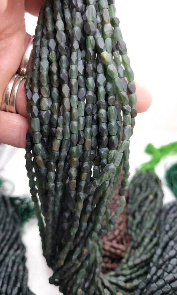 Jade Afghani 4-5mm / Genuine Faceted Natural Stone Heishi Beads From Afghanistan Full Strand15 "Inch / Jewelry Supplies.
