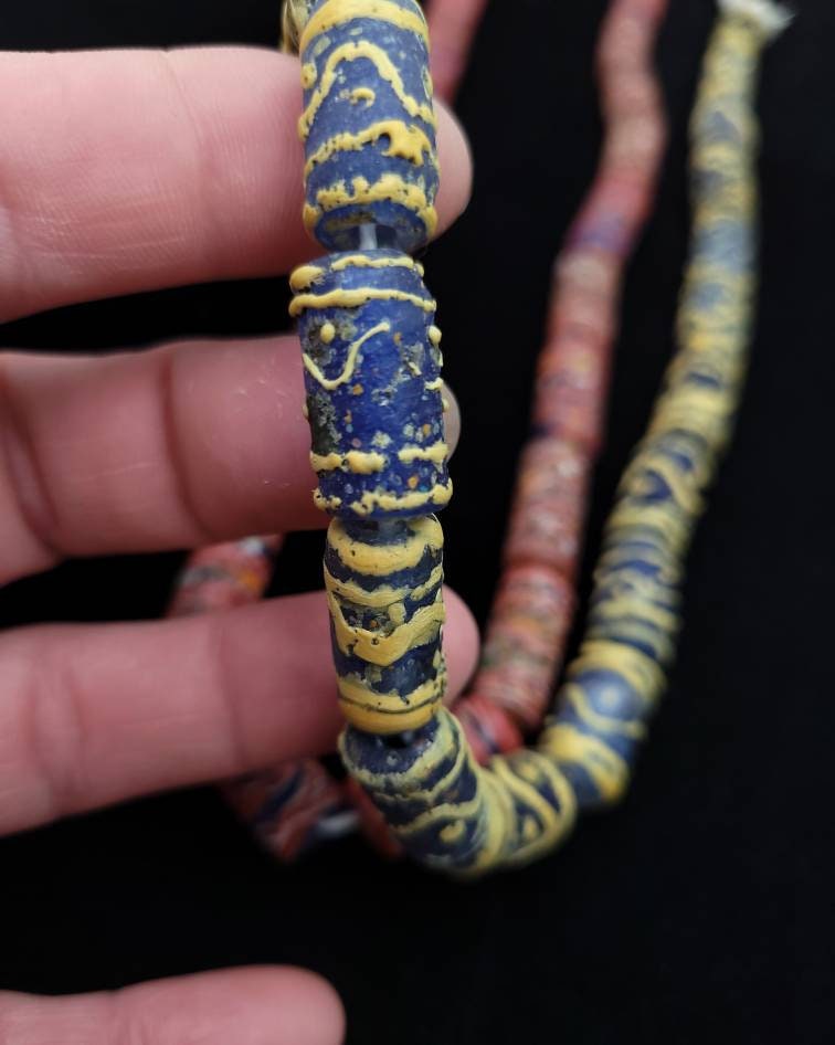 Tube Glass Beads Vintage, Rustic Beads From Thailand Lot of 4 Beads, Indonesian Lampwork Beads, Jewelry Supplies, Craft.