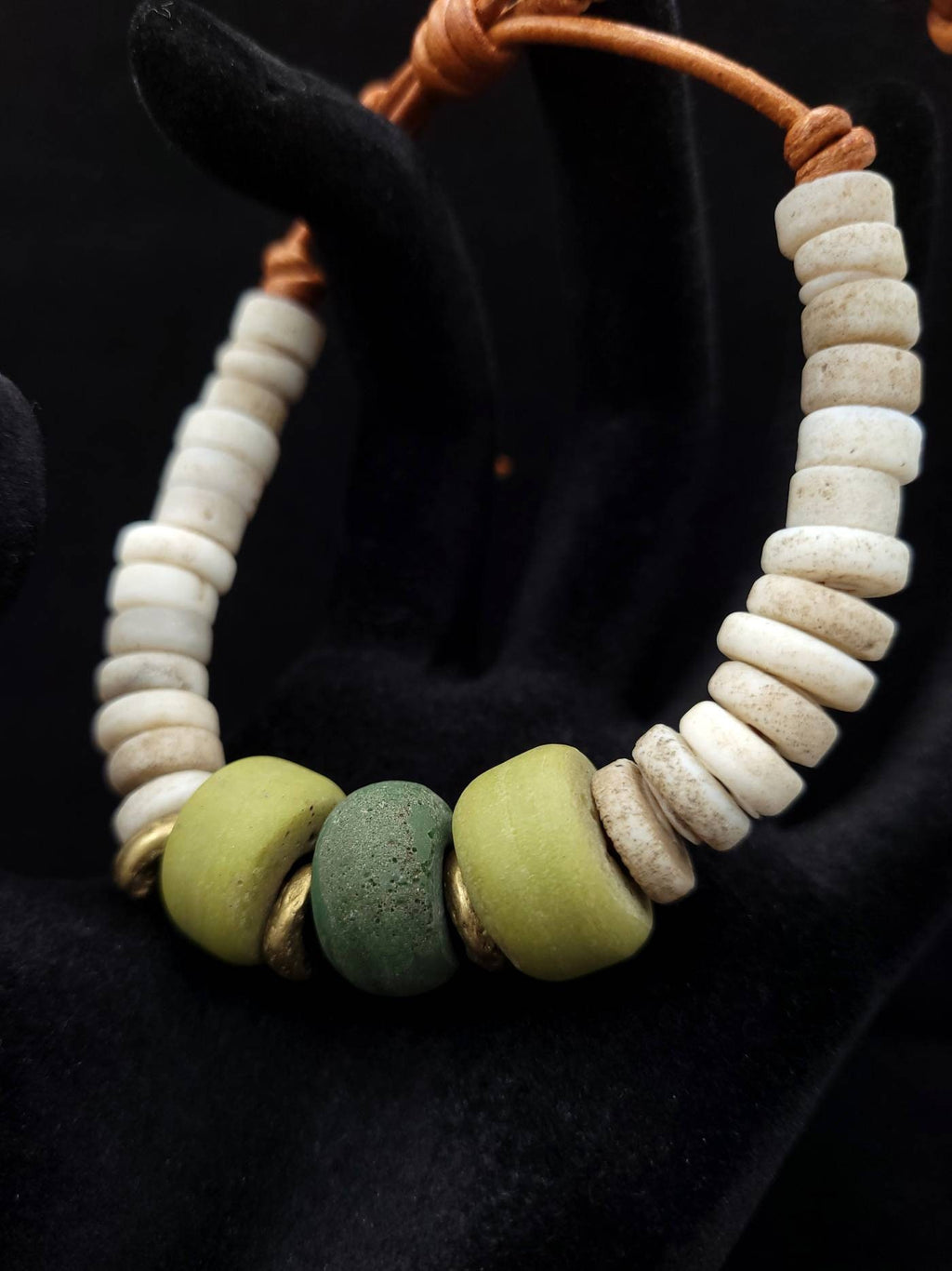 Wow Beautiful Leather Bracelet With Old Thailand Beads / Bracelet For Him Or Her/Boho Tribal Ethnic Hippie Jewelry.