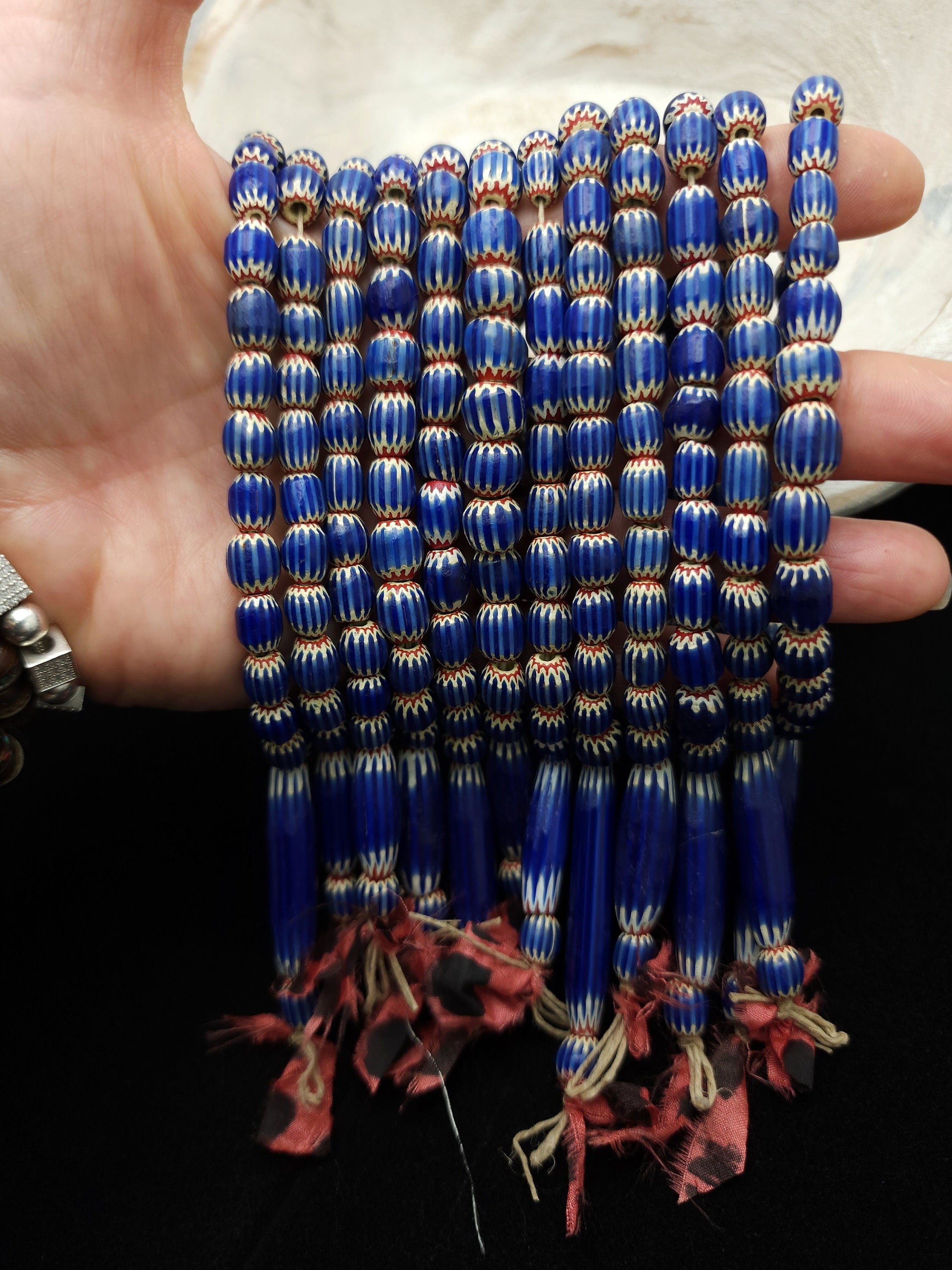 Cuentas Chevron multicapa de Java Indonesia /7-10 mm x 7-8 mm Strand 8"+ Pulgadas 24-29 Cuentas / Vintage / Suministros para hacer joyas.