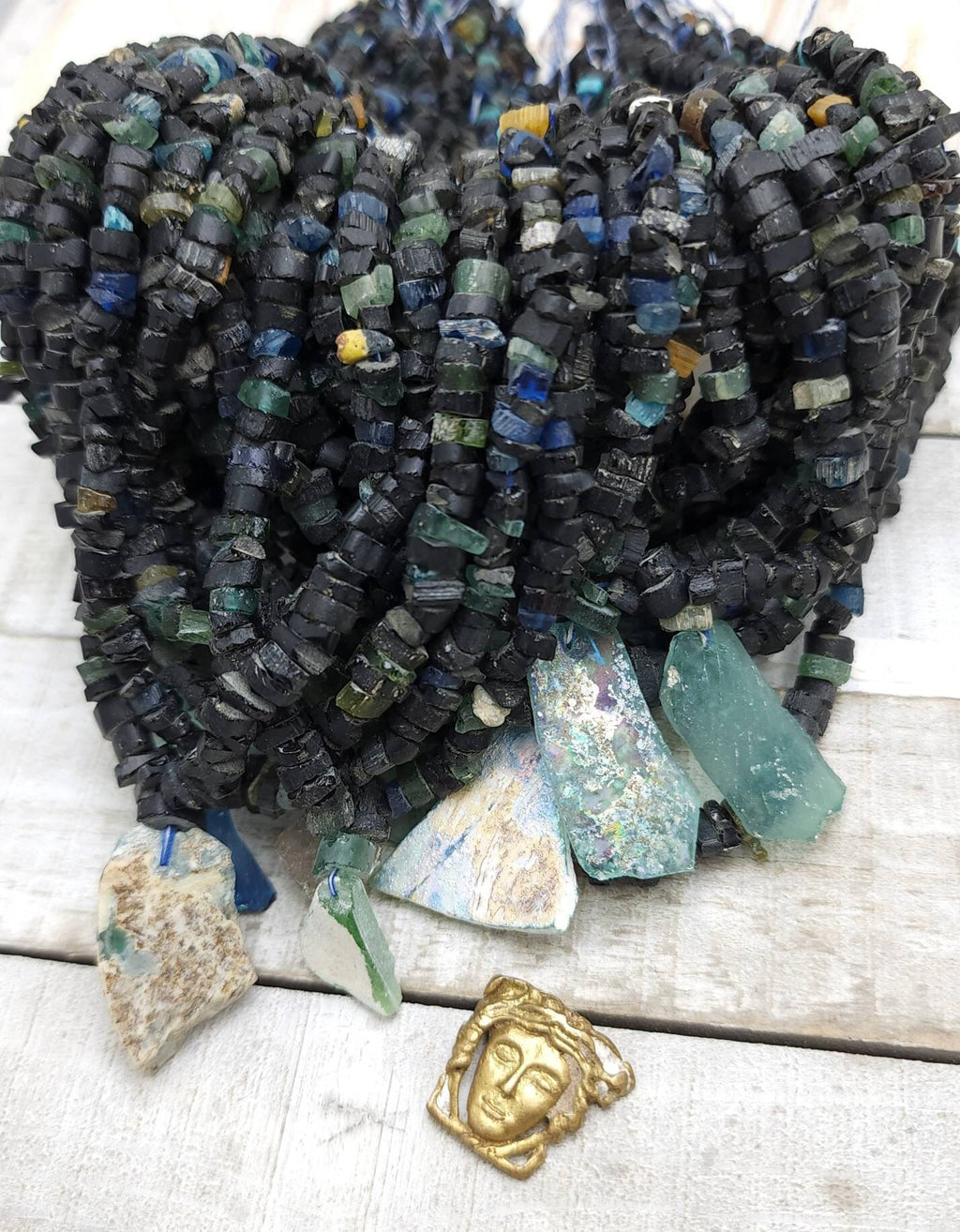Genuine Ancient Roman Glass Beads Small Chunky 5-8mm Full Strand 15.5" Inches / Authentic Roman Glass Not Imitation / Jewelry Supplies.