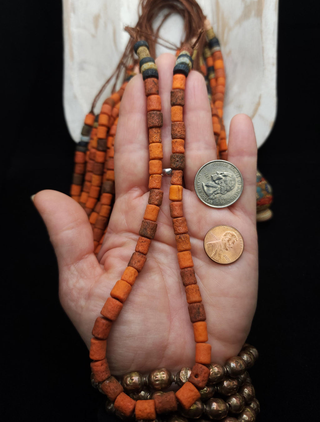 Rustic Porous Glass Tubular Beads 9-10 x 7-8 mm Full Strand 14-15", Red Orange Beads From Java Indonesia,  Jewelry Making Supplies, Craft.