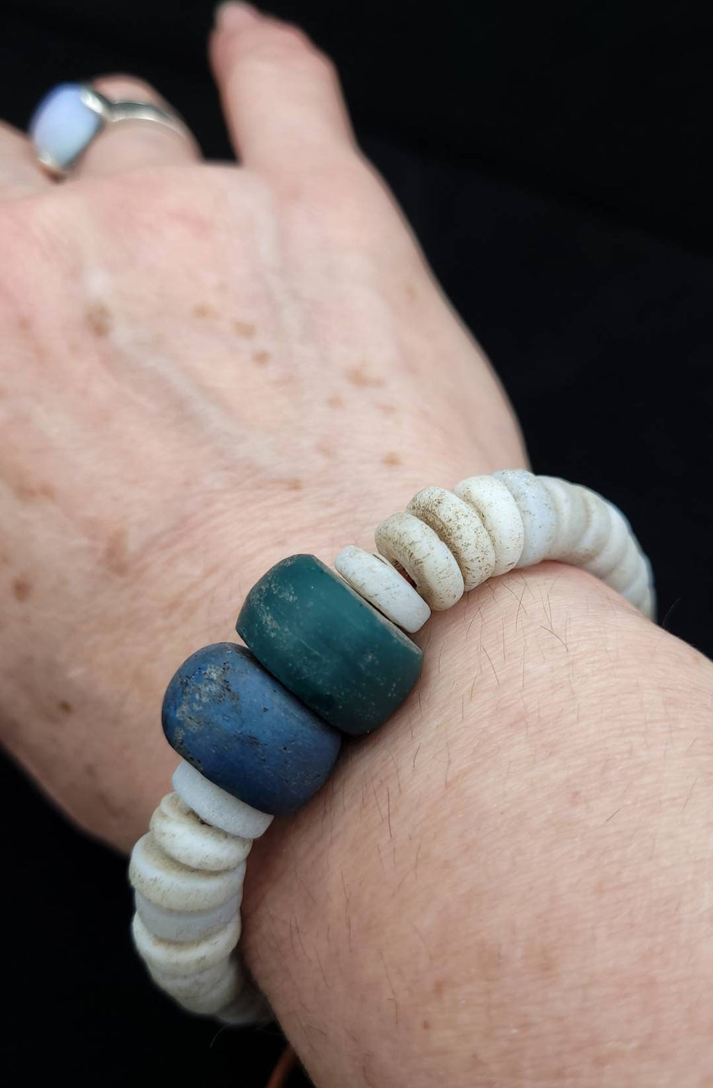 Wow Beautiful Leather Bracelet With Old Thailand Beads / Bracelet For Him Or Her/Boho Tribal Ethnic Hippie Jewelry.