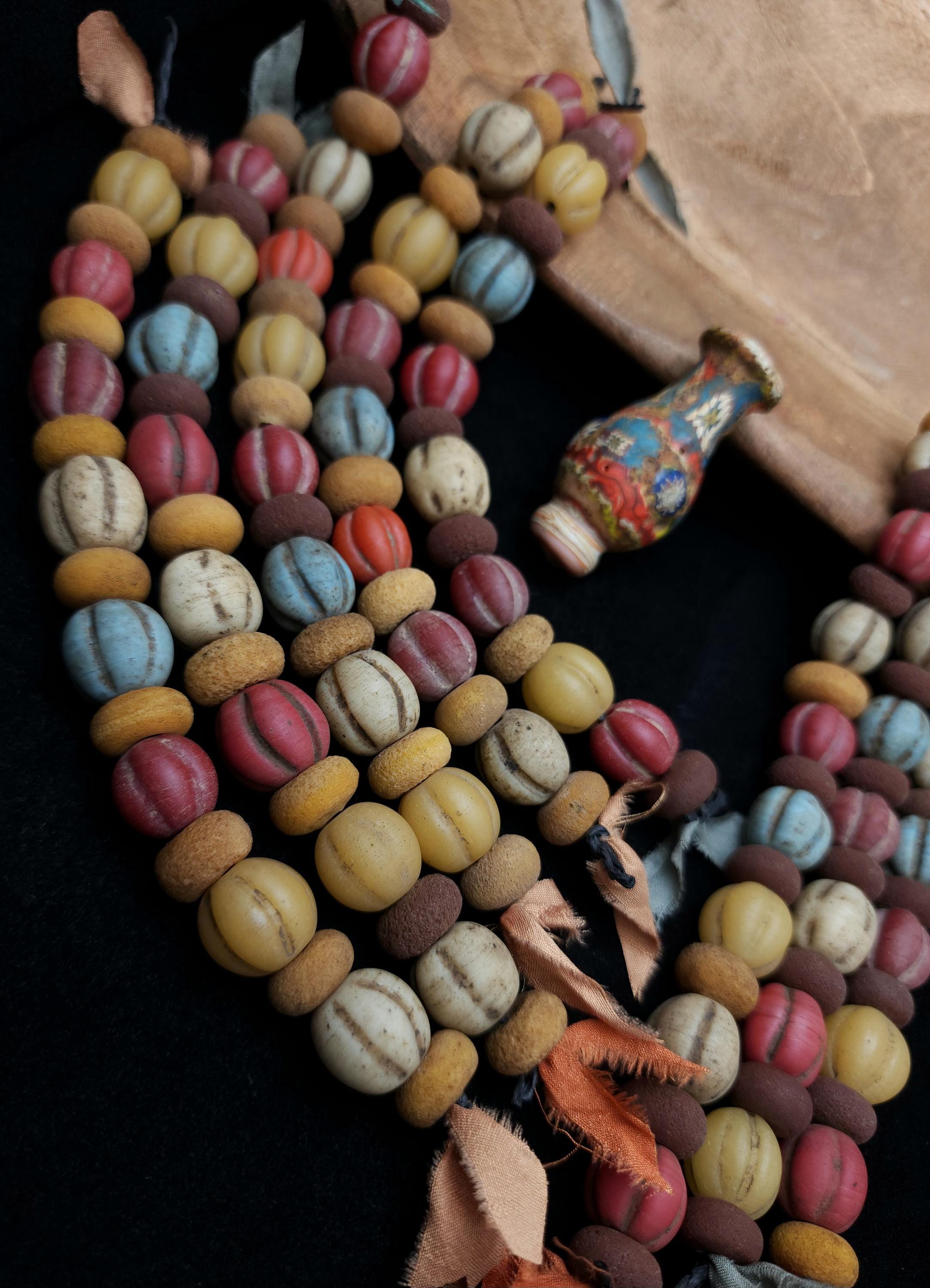 Old Pumpkin Beads, 17 Variable Beads 13-14mm x 7-15mm, Melon Beads, Indonesian, Thailand, Lampwork Beads, Jewelry Making Supplies, Craft.