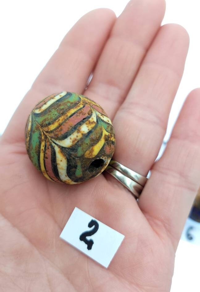 Ancient Indonesian Beads Millefiore From East Java, Jewelry Making Supplies, Hard To Find, Vintage.