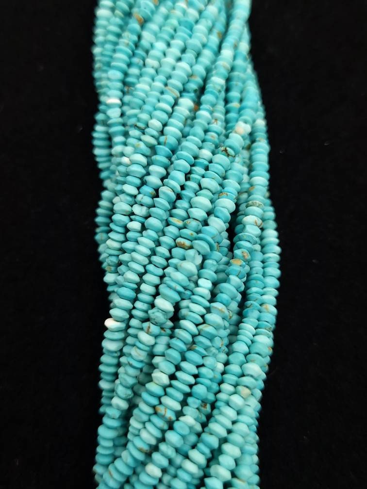 Beautiful Turquoise Beads 100% Natural Genuine Saucer Shaped Strand 14-15" 300+ Beads 2mm+ Or 1.5mm / Jewelry Supplies / Afghan Beads