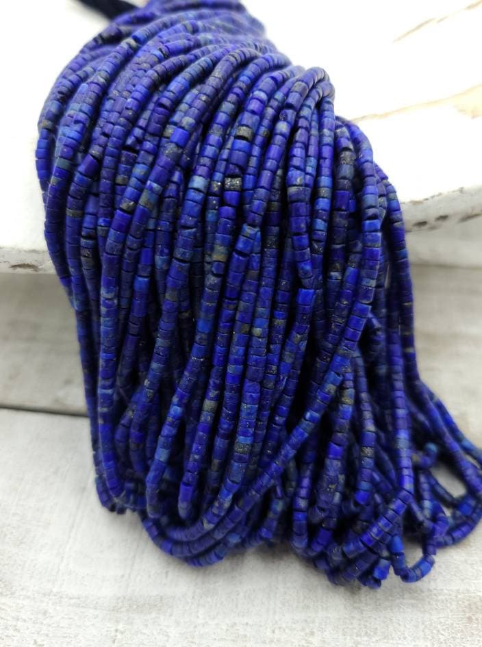Beautiful Heishi LapisLazuli Beads From Afghanistan 2x2mm Strand 14" Long/Jewelry Supplies/ High Quality / Natural Precious Stones.