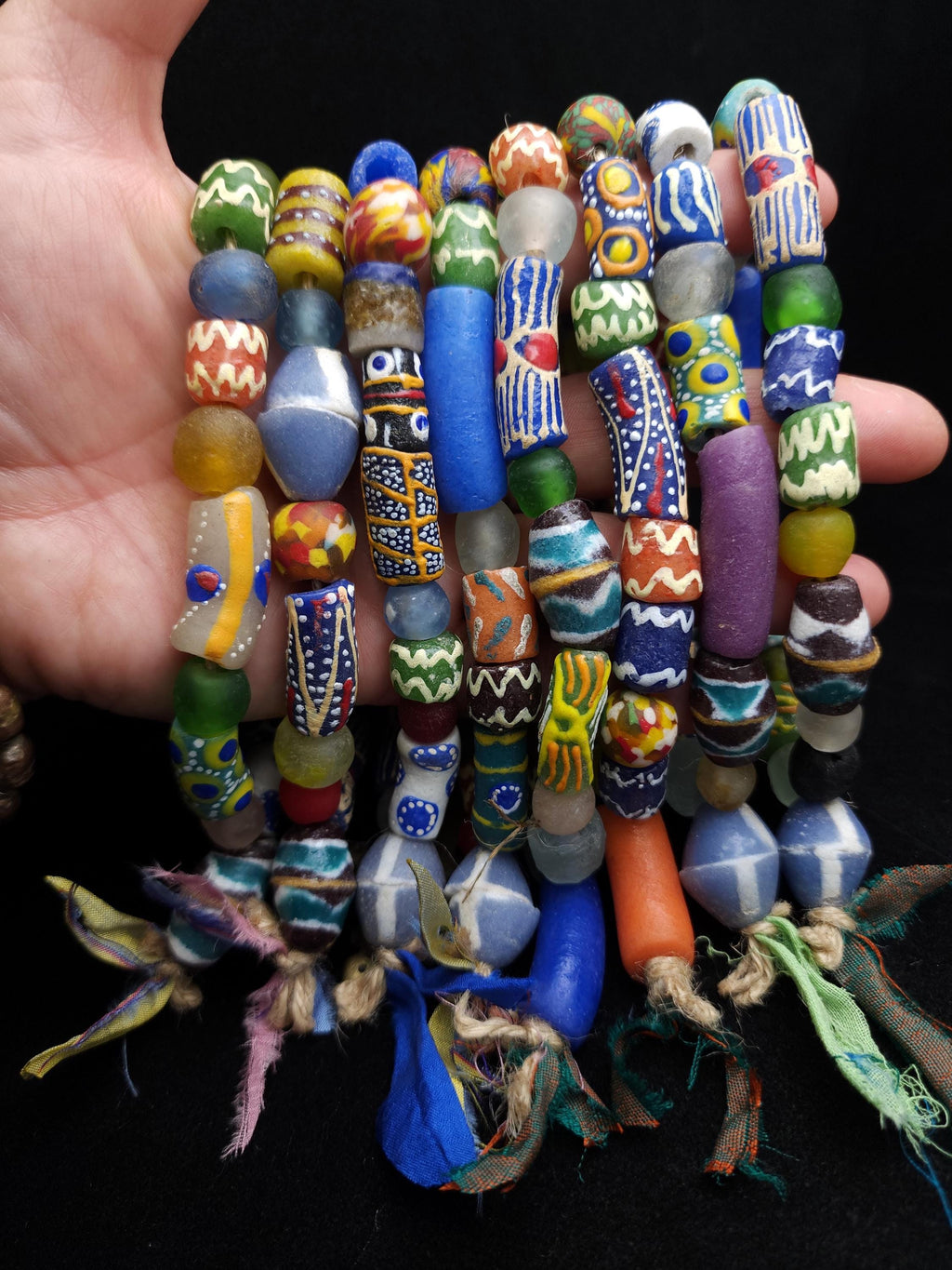 Wide Variety Of African Recycled Glass Beads Strand 10" 10-32mm / Recycled Glass Beads / Funn Multicolor Beads / Jewelry Supplies / Craft.