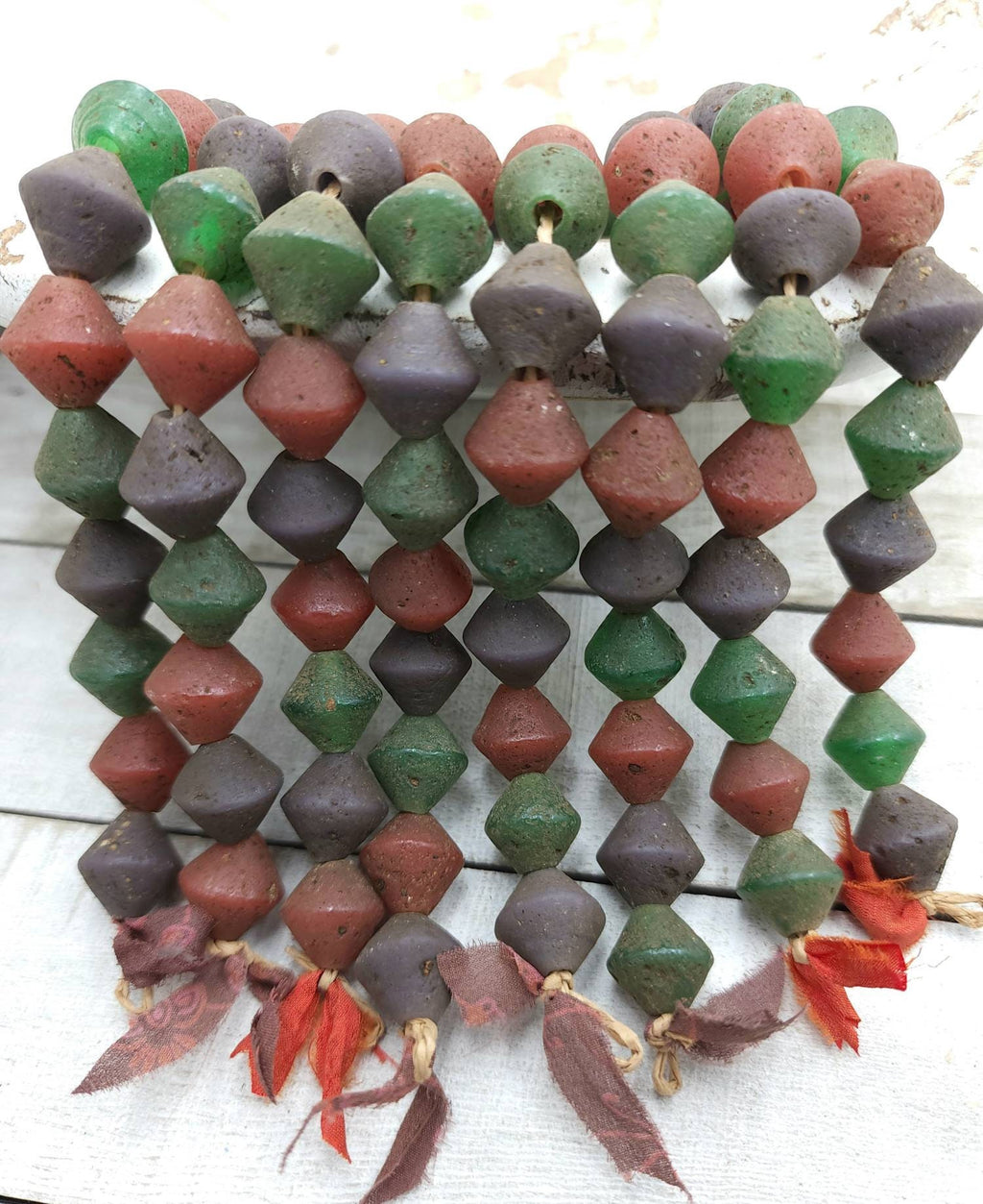 Old Rustic Glass Beads From Java Indonesia Strand 12 Beads13-15mm x 14mm / Vintage / Tribal / Ethnic / Jewelry Making Supplies