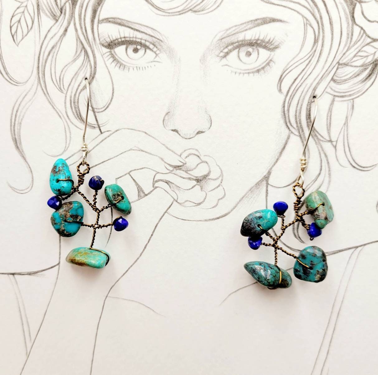 Genuine 925 silver earrings natural turquoise  love earrings  natural gem lapis lazuli faceted heart.