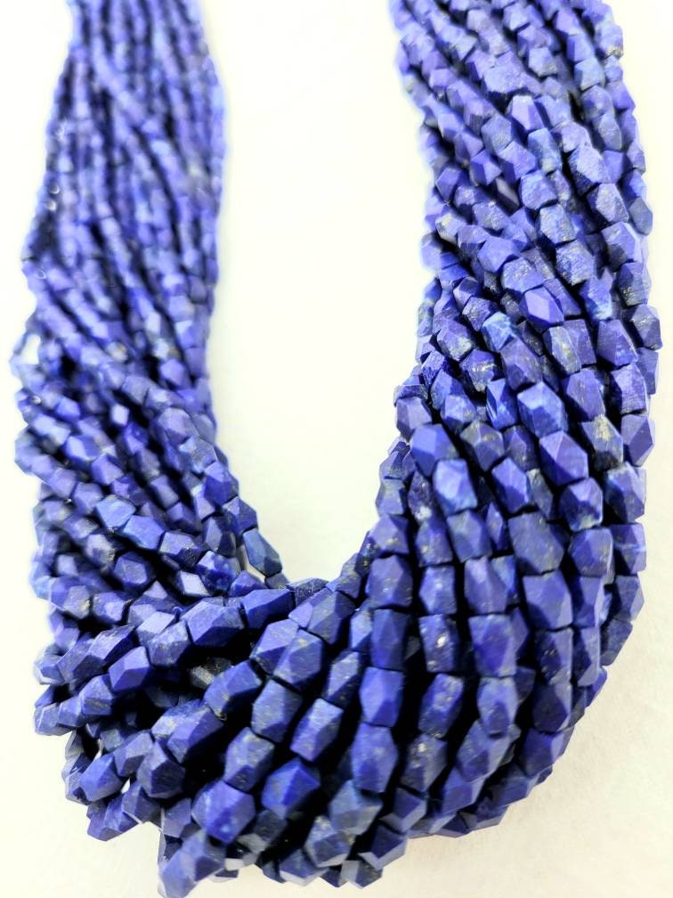 Natural Heishi Faceted Genuine Lapis lazuli  Beads  3-4mm 15"+Long Strand / 4-5mm 15"+ Long Strand/Jewelry Supplies.